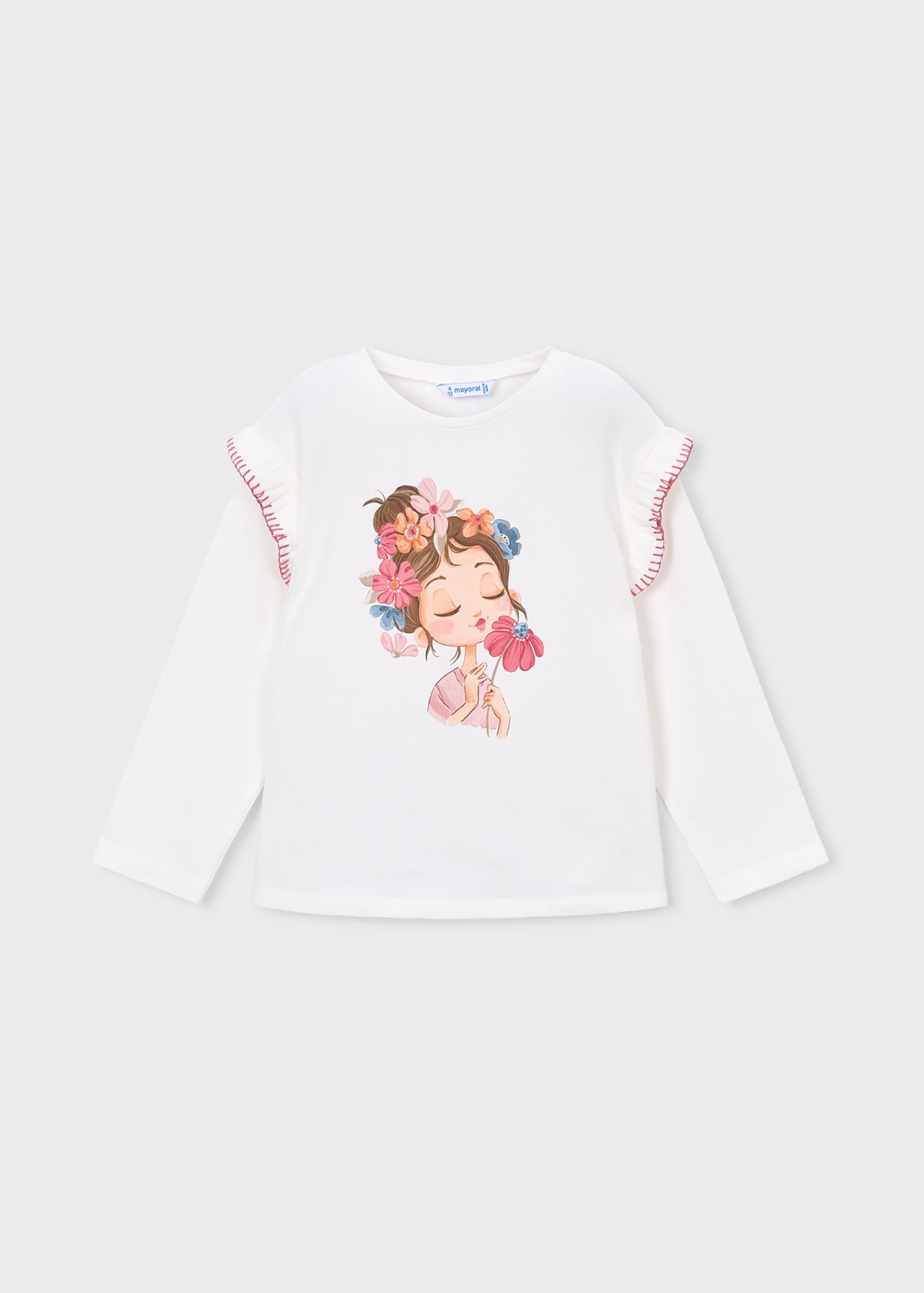 Girls' ruffled-sleeve T-shirt