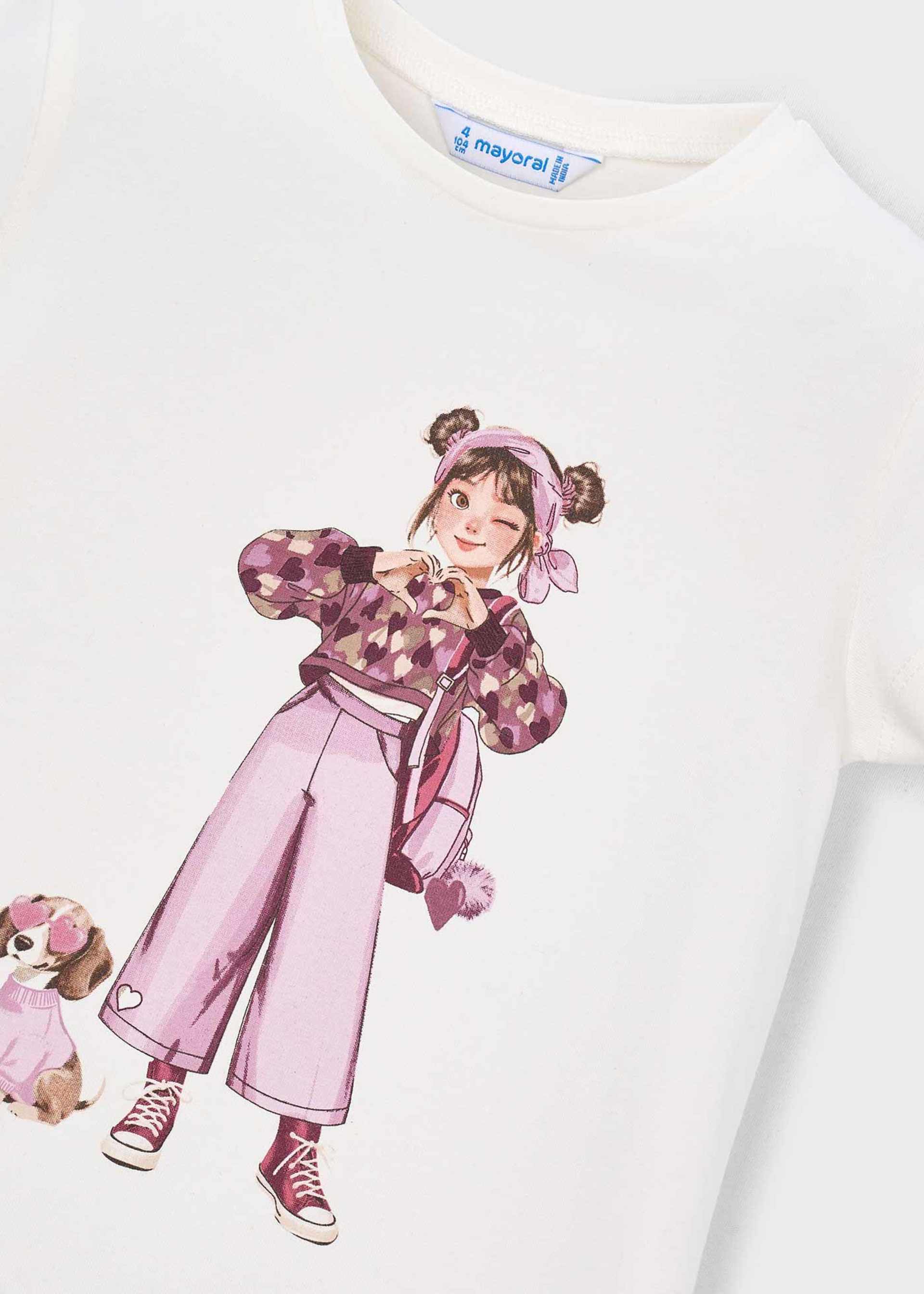 Girls' short-sleeved printed T-shirt