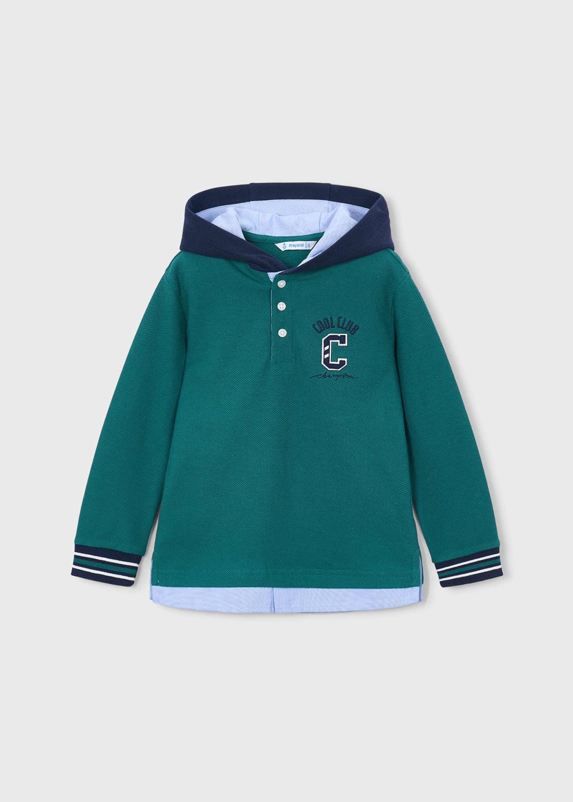 Kapuzen-Poloshirt Kontrastdetails Jungen