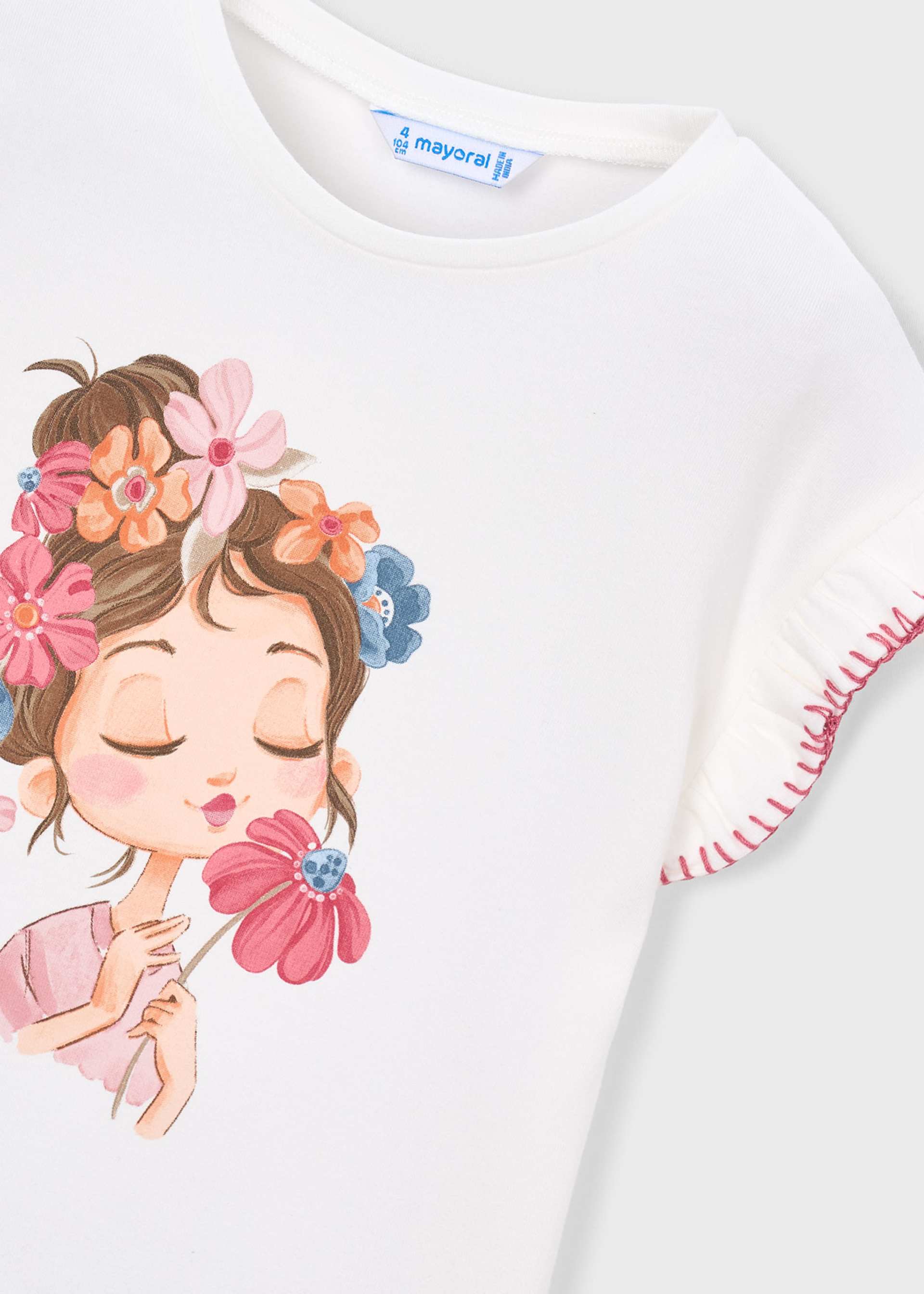 Girls' ruffled-sleeve T-shirt
