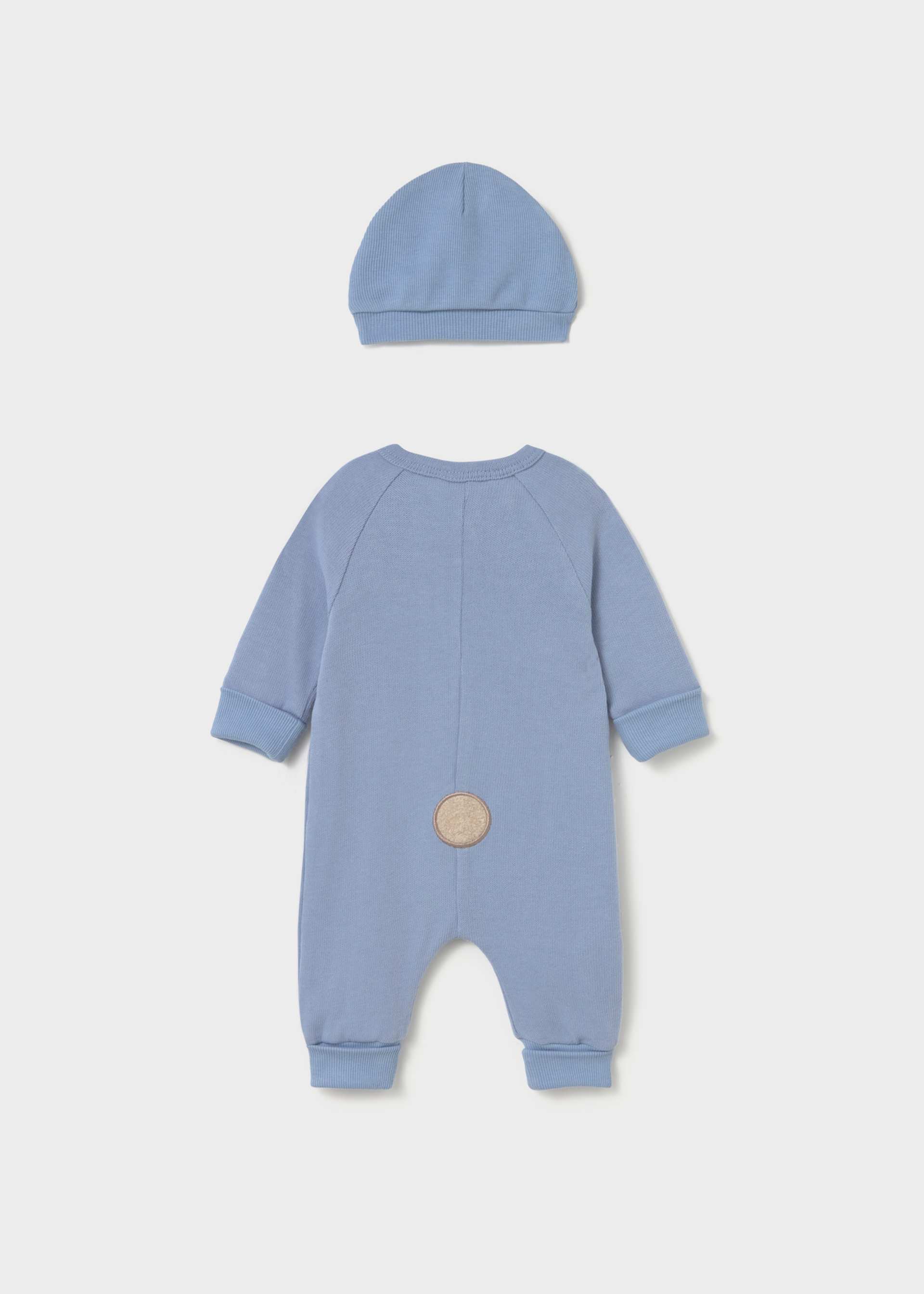 Newborn boy teddy bear babygrow with hat