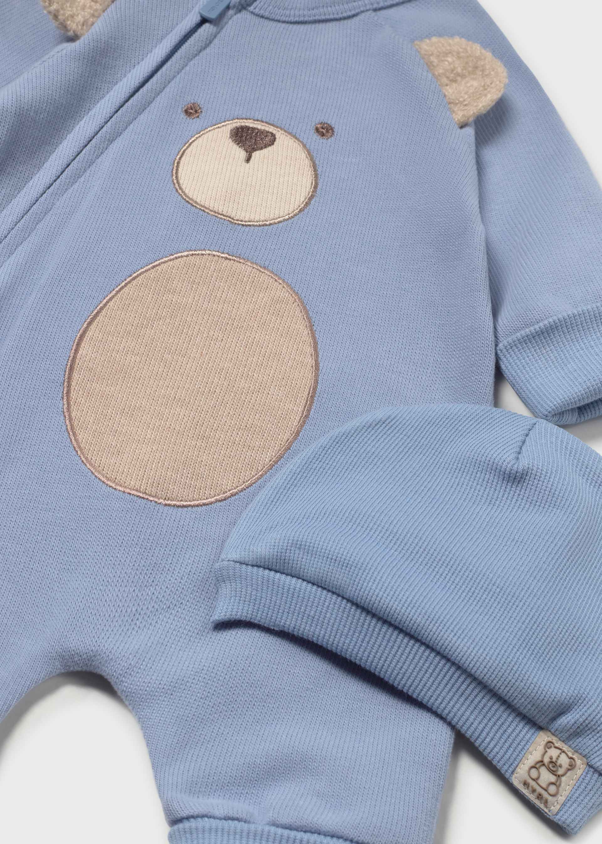 Newborn boy teddy bear babygrow with hat