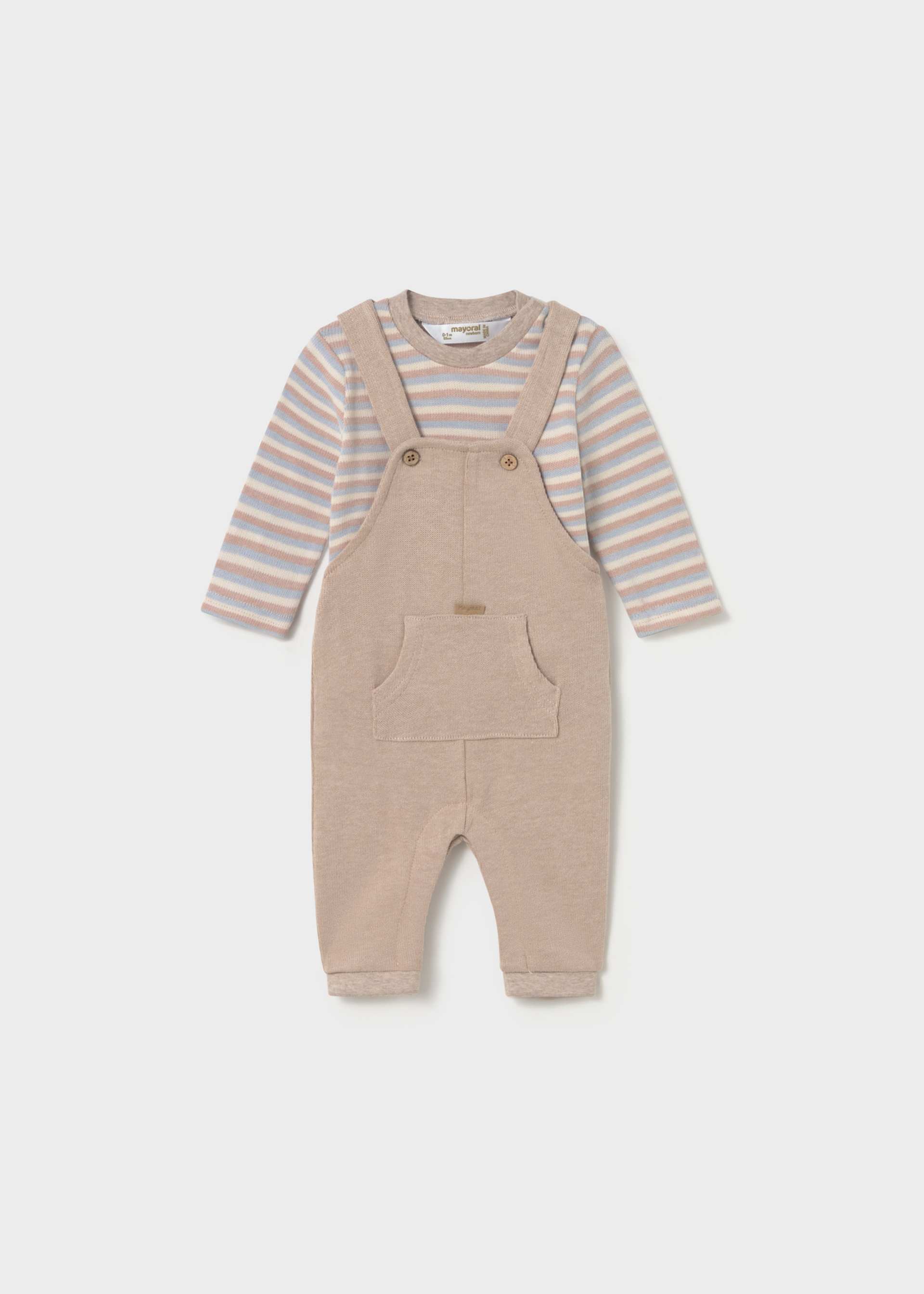 Newborn Boy Dungaree with Striped T-Shirt