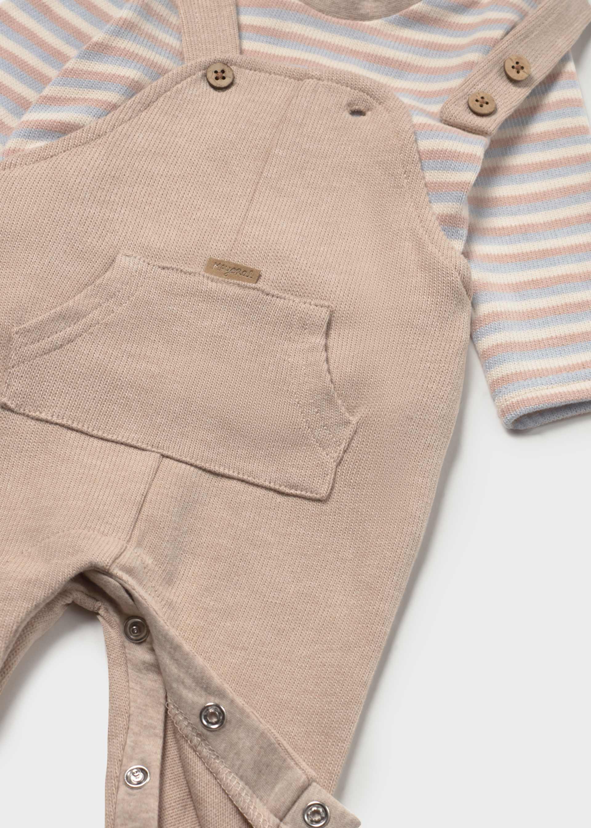 Newborn Boy Dungaree with Striped T-Shirt