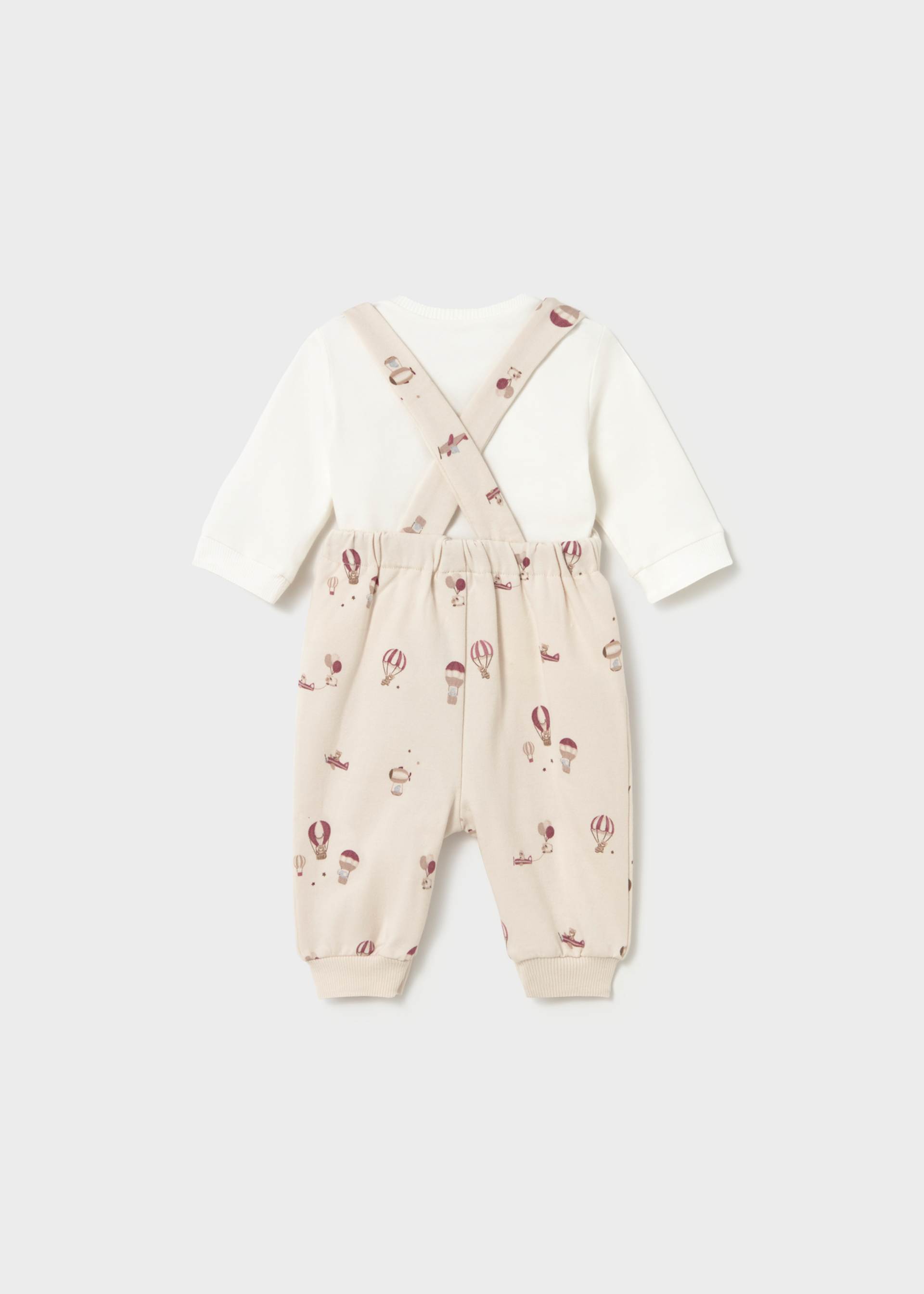 Newborn boy print dungarees and t-shirt set
