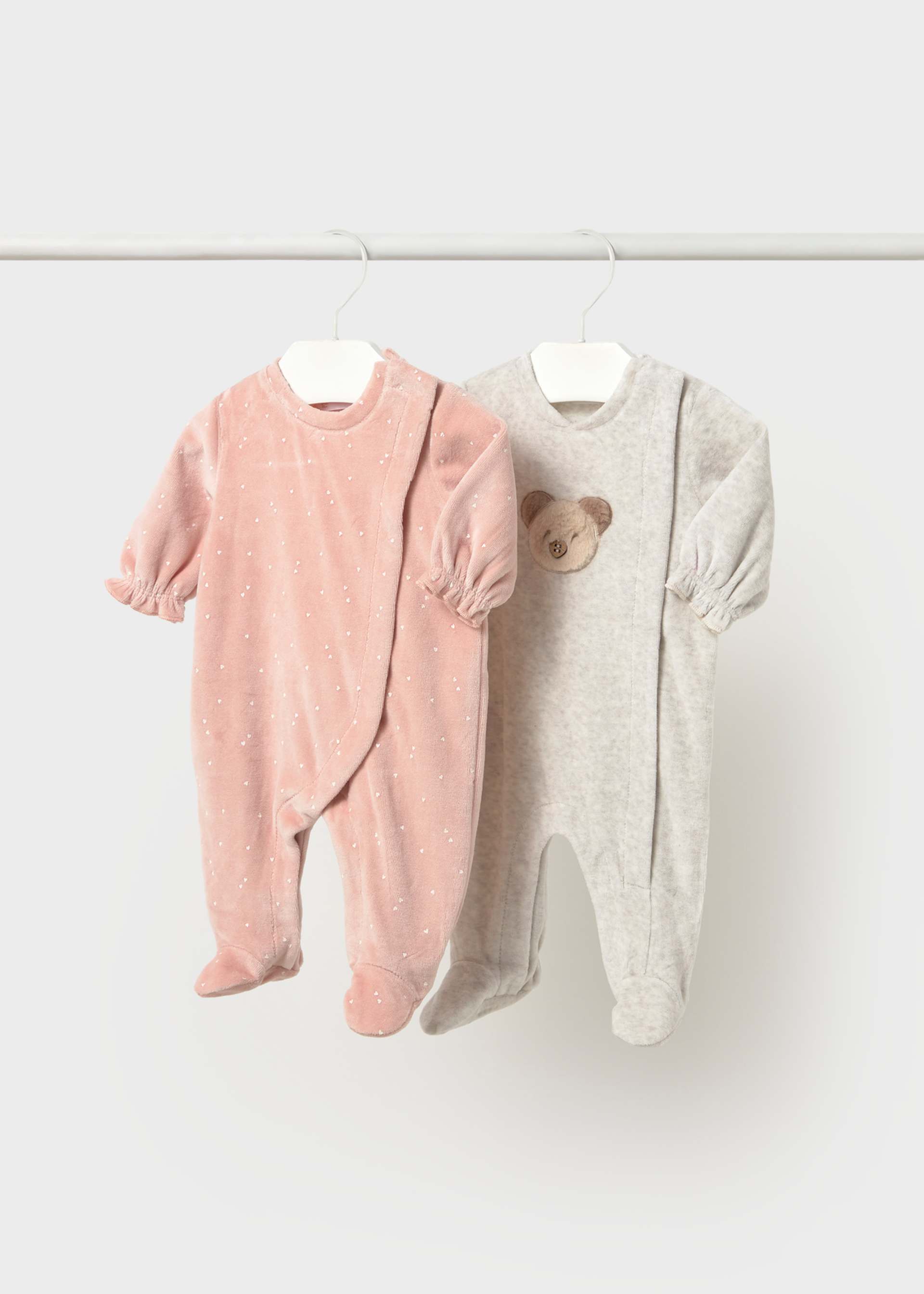 Pack 2 babygrows aveludados recém nascida