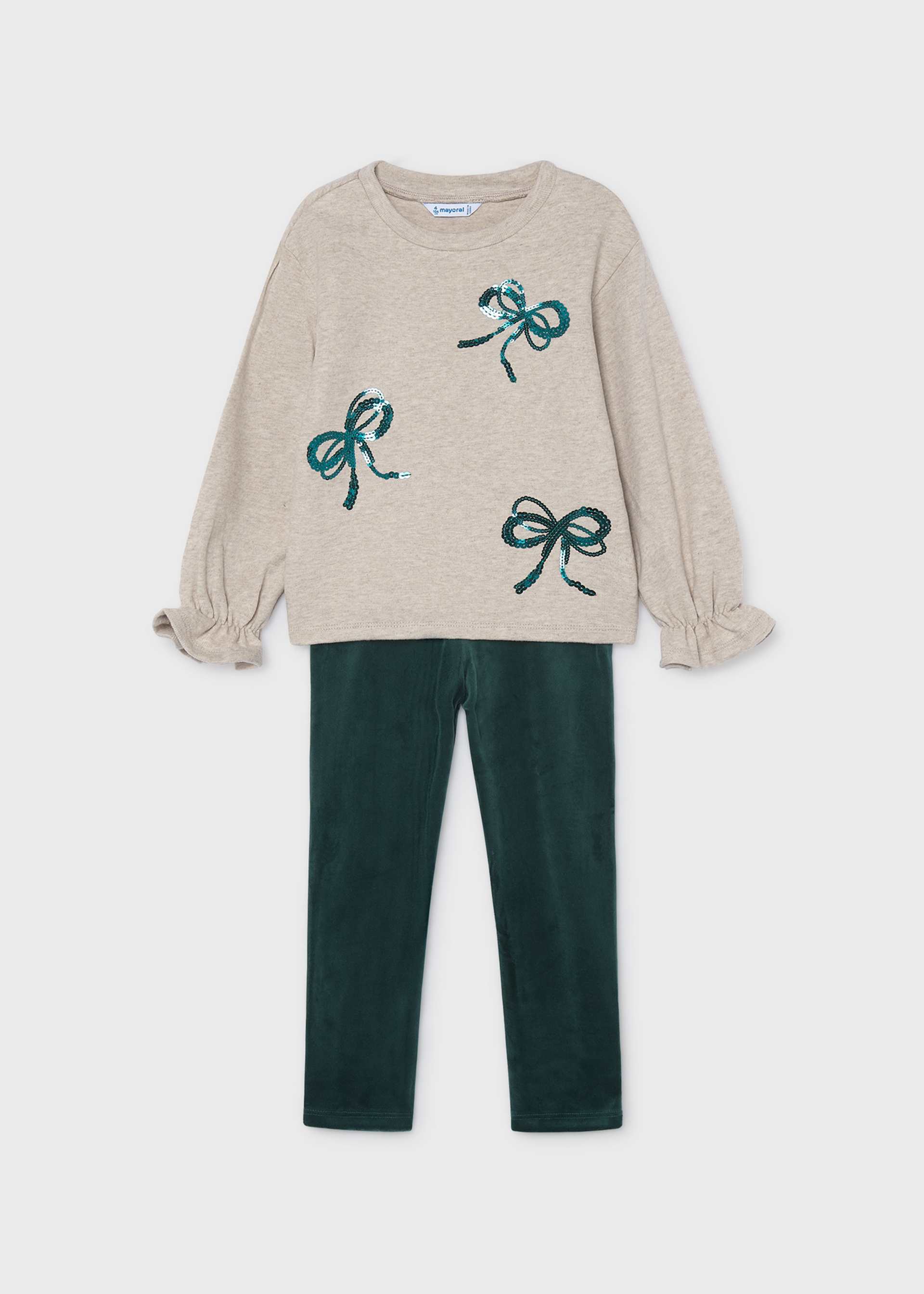 Conjunto legging y sudadera moños niña