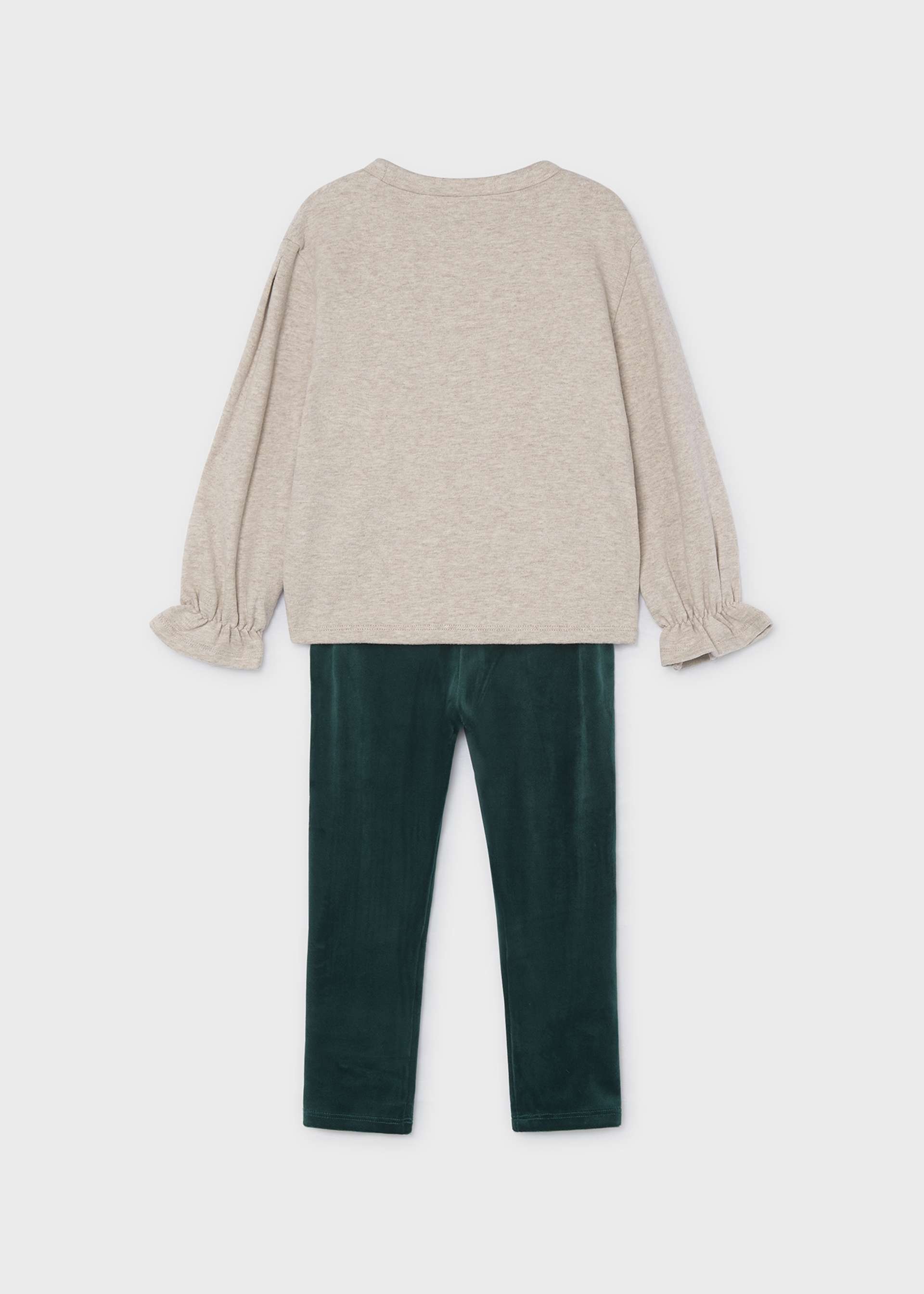Conjunto legging y sudadera moños niña