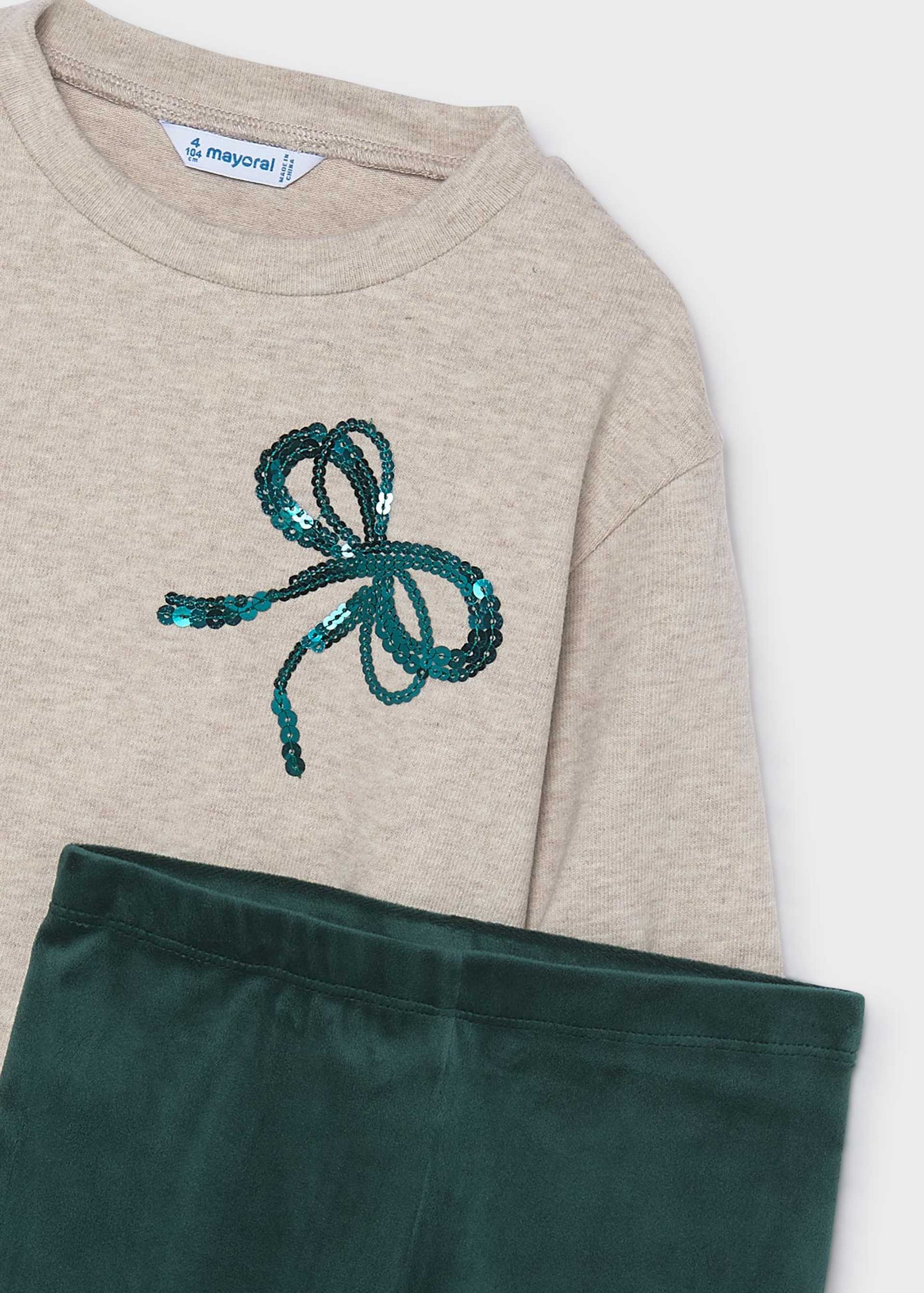 Conjunto legging y sudadera moños niña