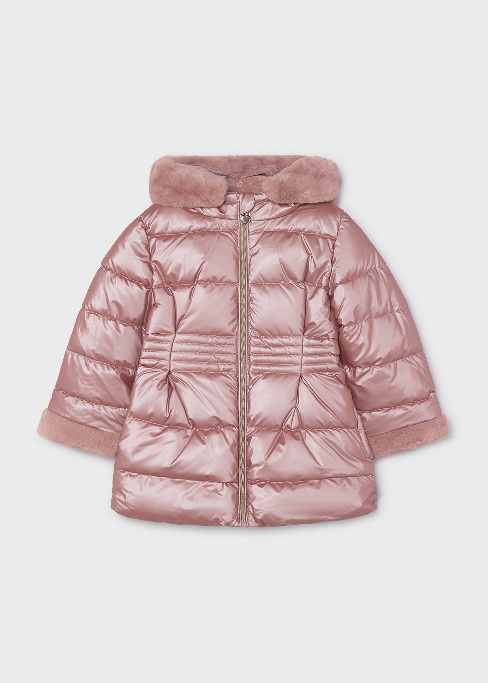 Manteau métallisé avec fourrure fille