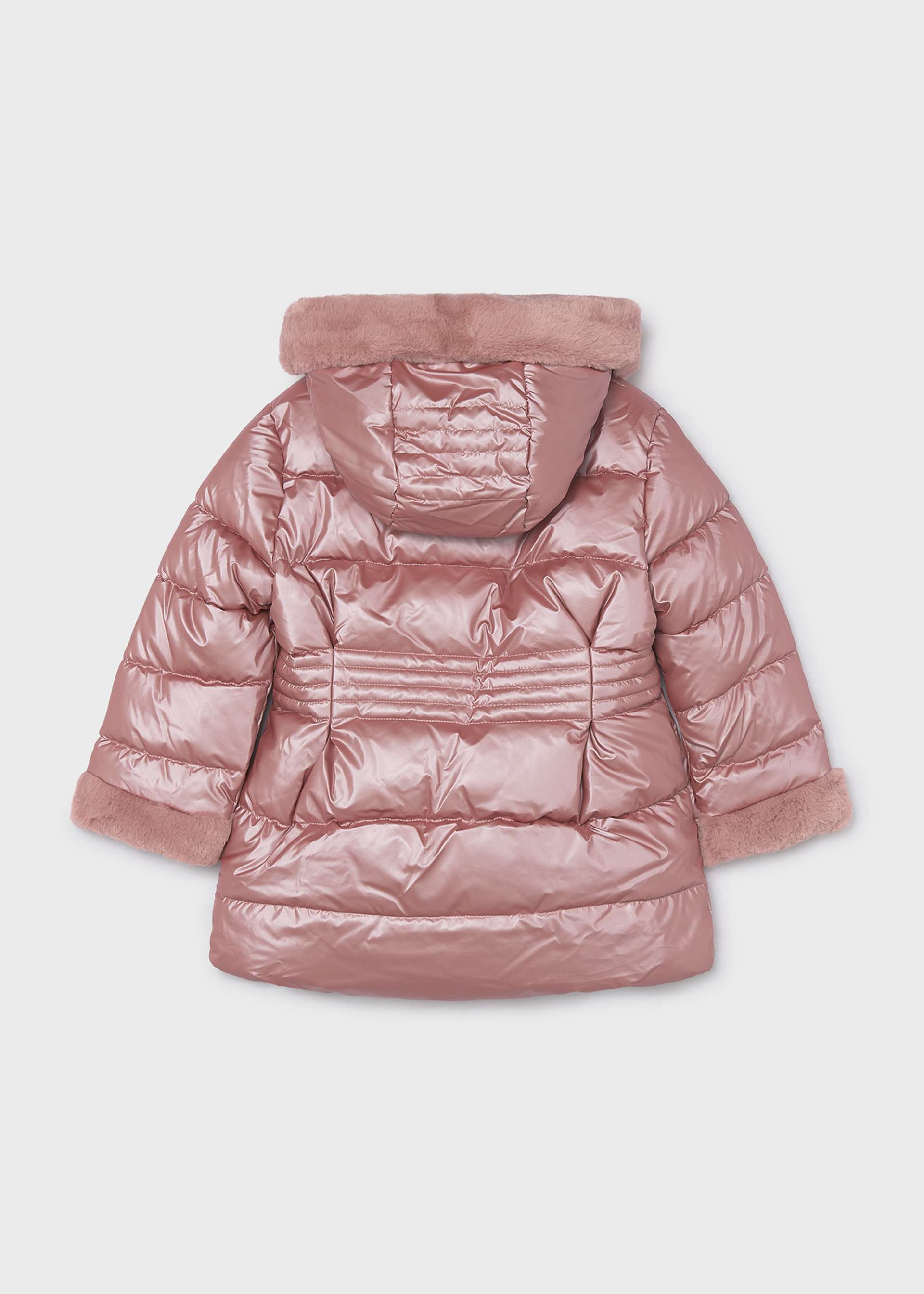 Manteau métallisé avec fourrure fille