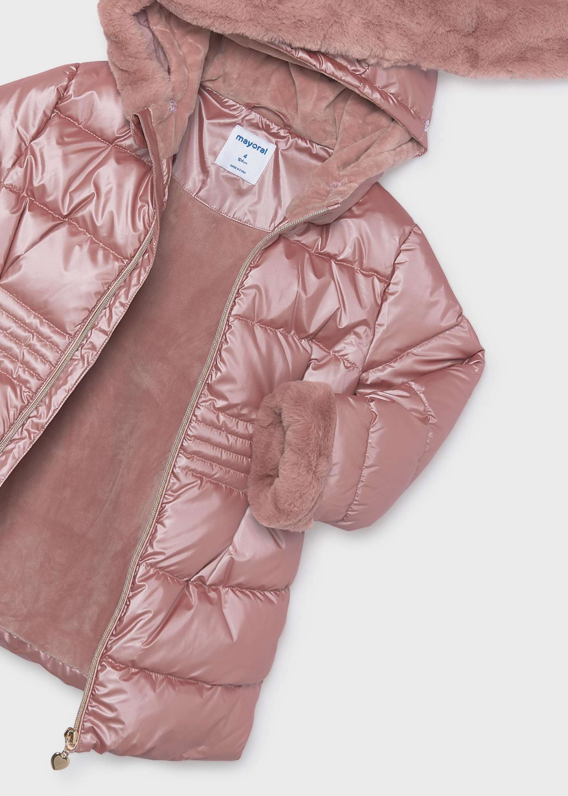 Winterjacke Metallic-Effekt Felldetails Mädchen