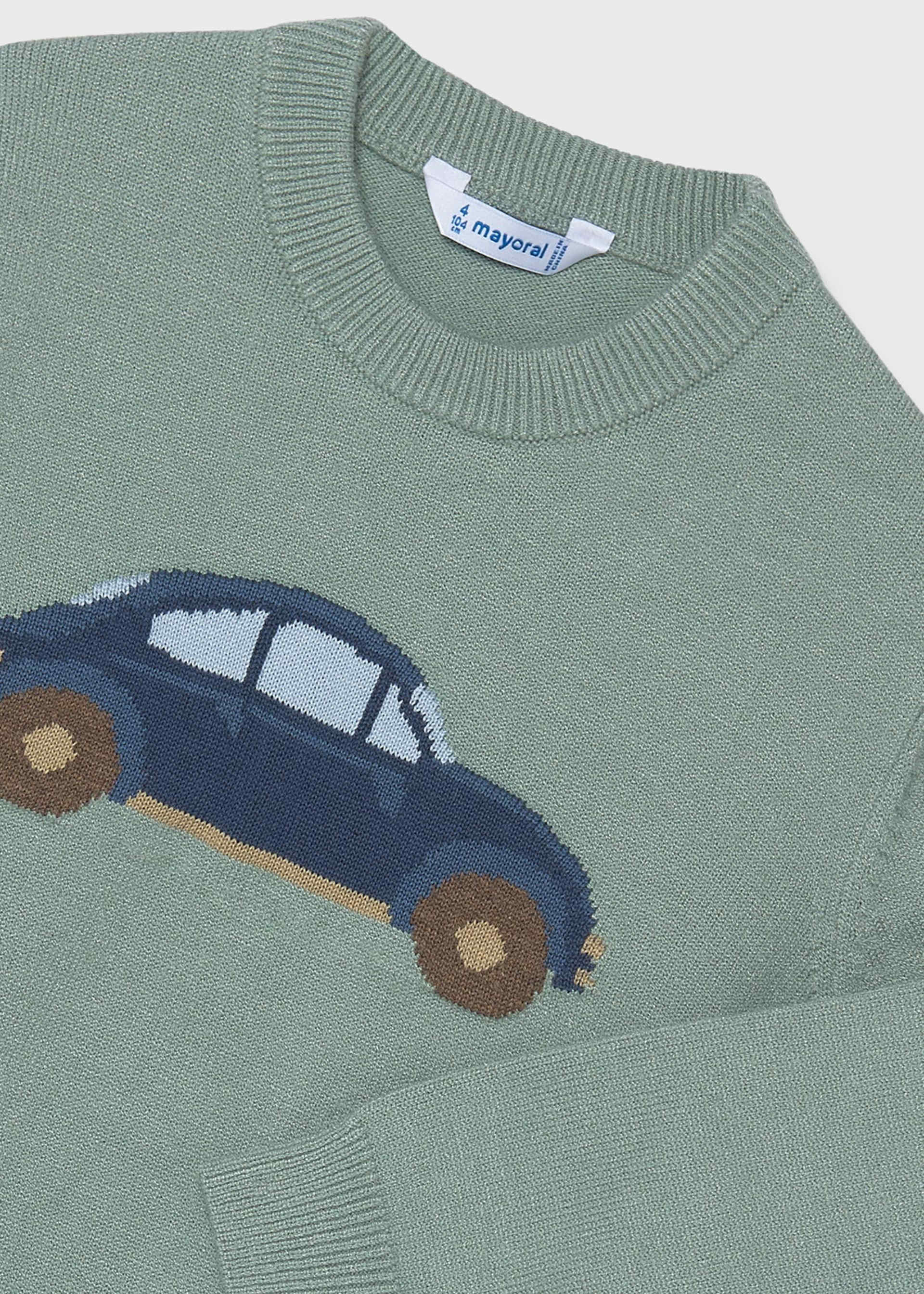 Boy car intarsia jumper