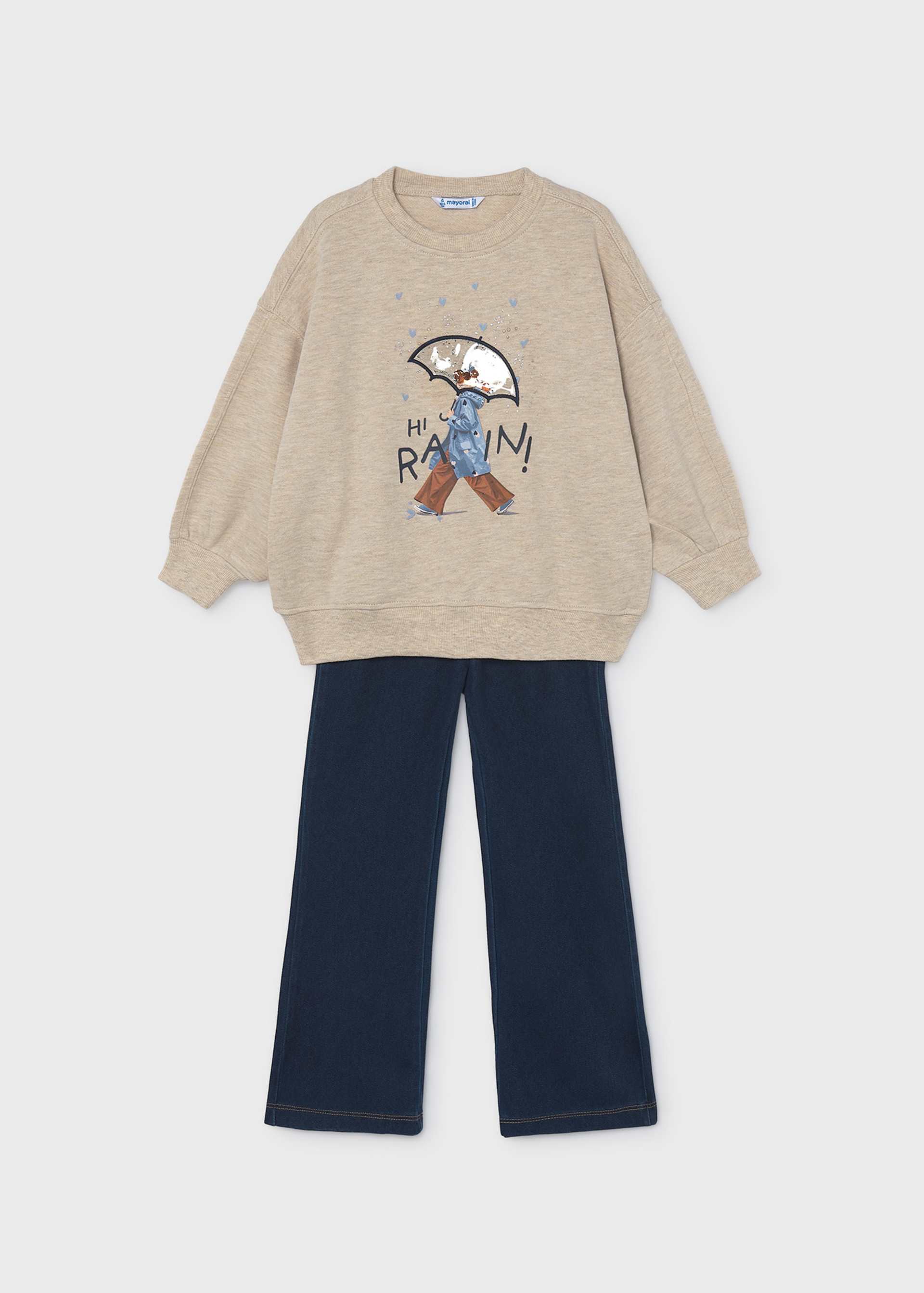 Set Leggings flare und Sweatshirt Mädchen