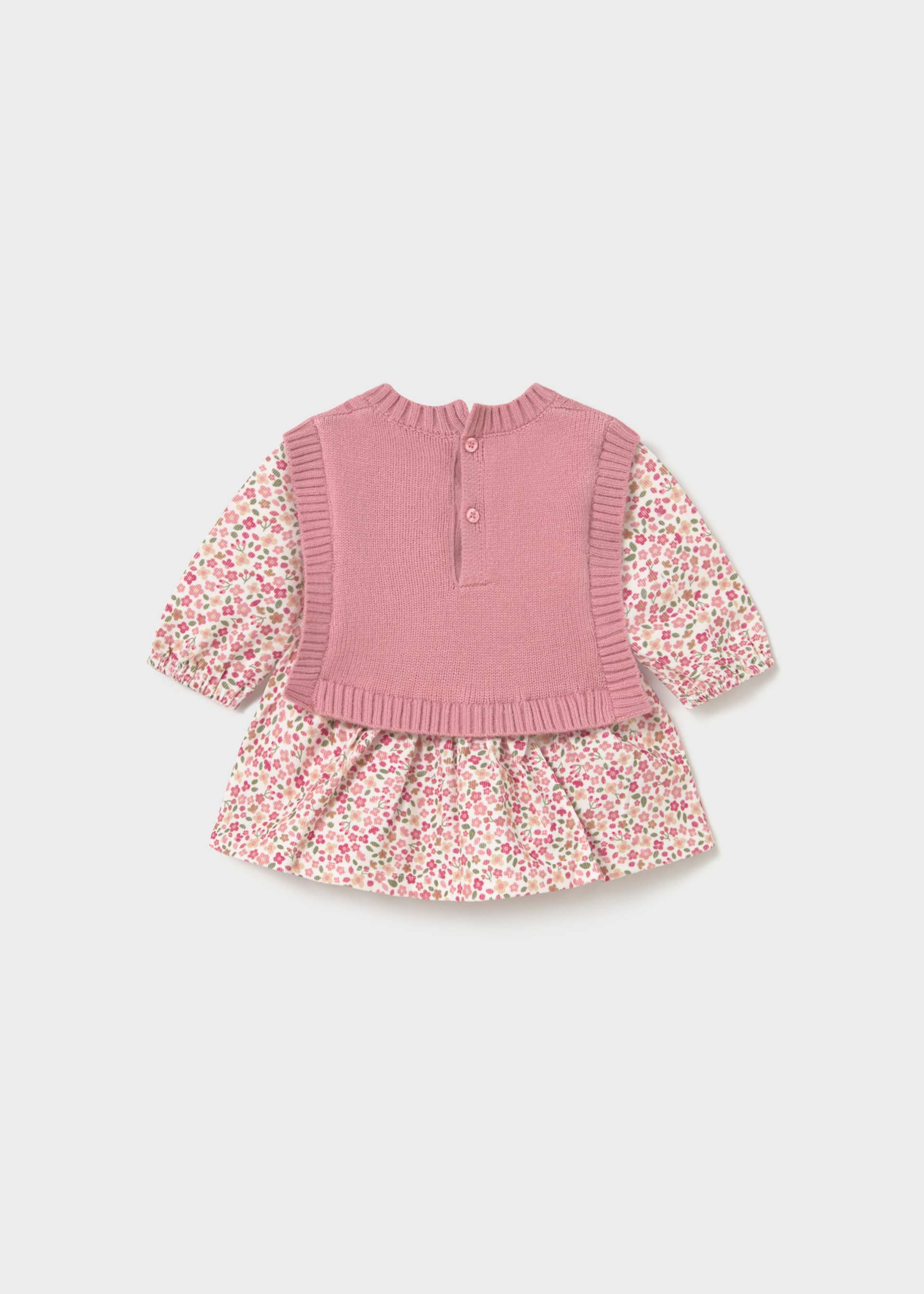 Newborn Girl Printed Dress with Vest