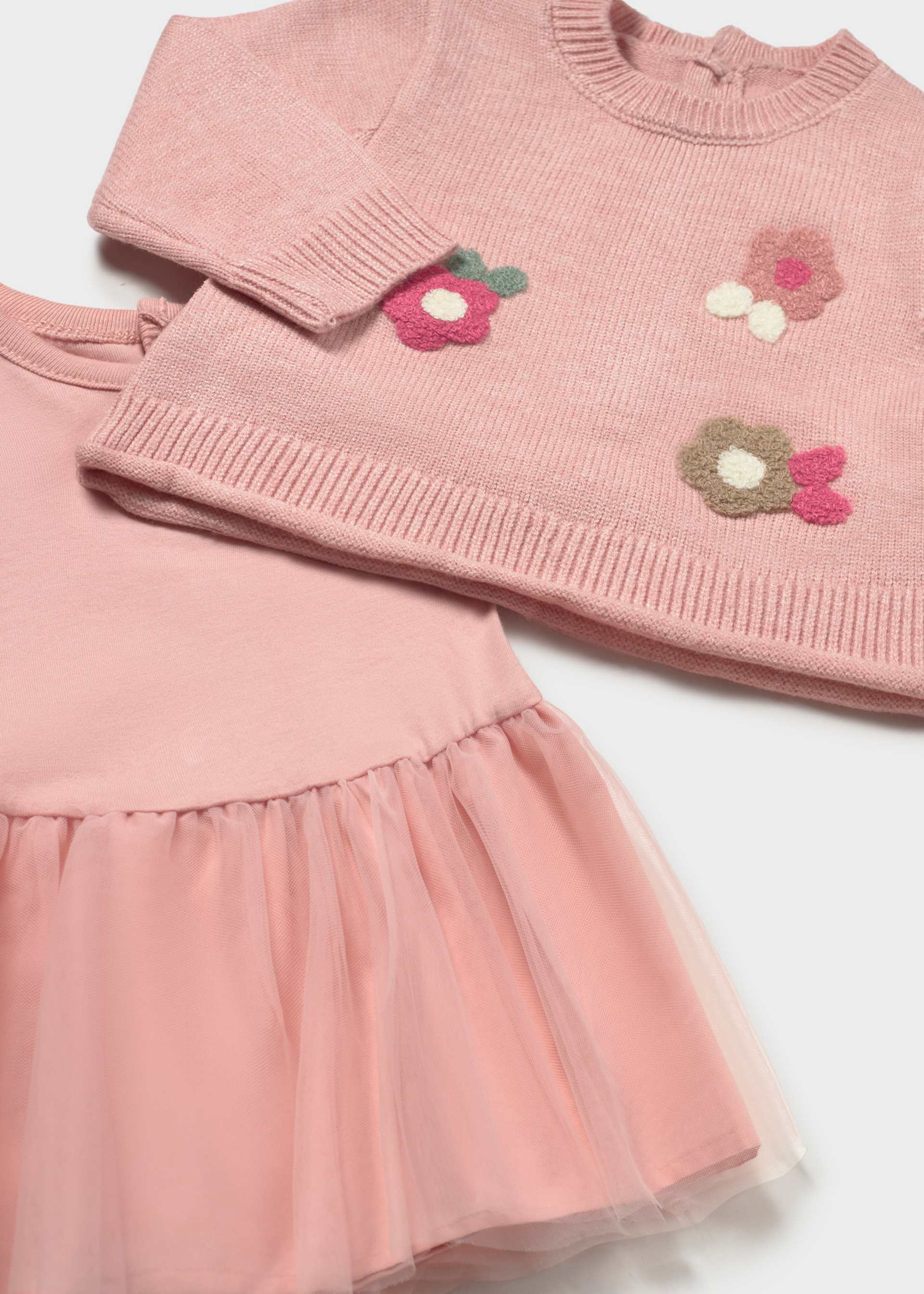 Vestido tricot flores recién nacida