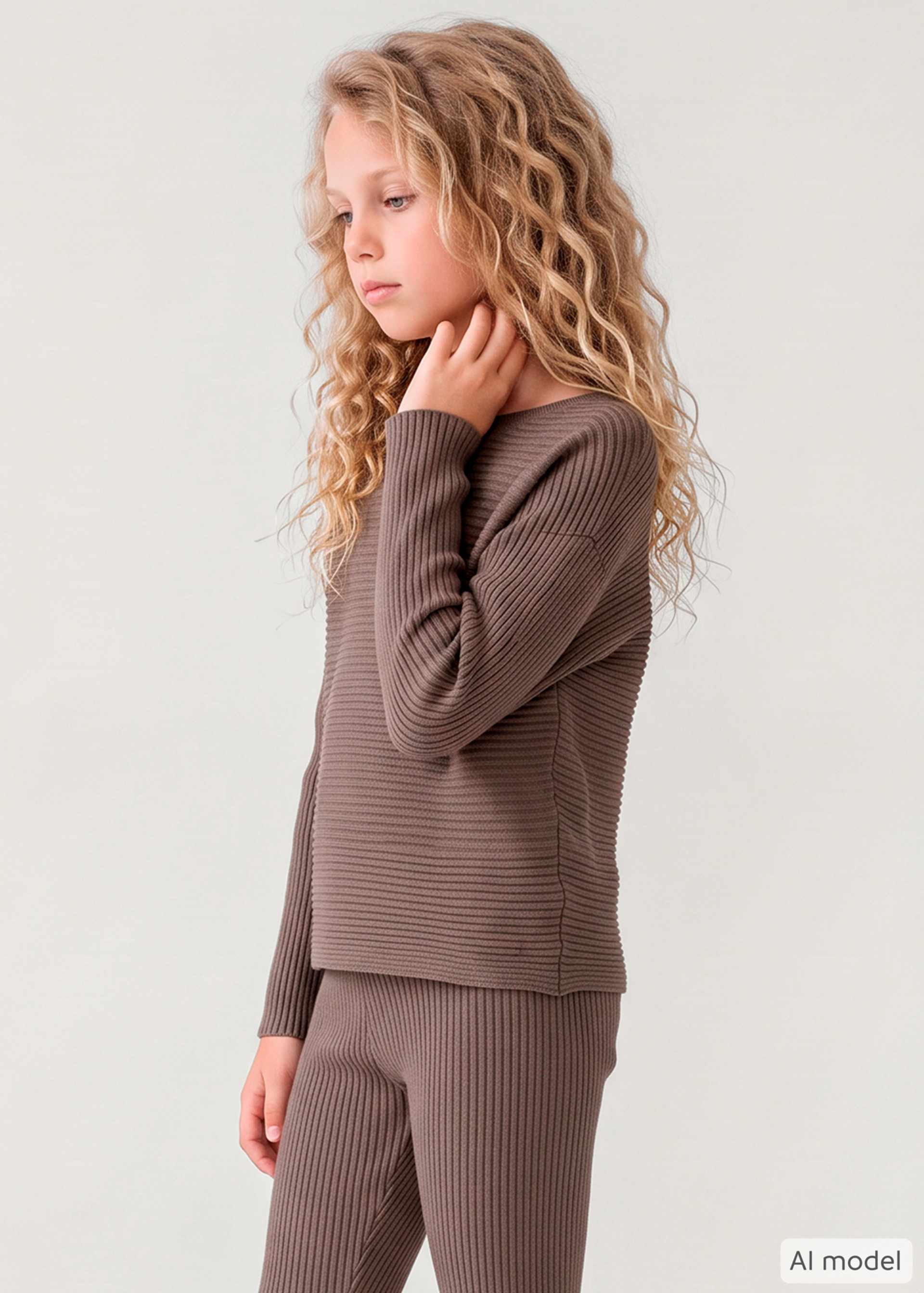 Girl Ribbed Sweater and Pants Set