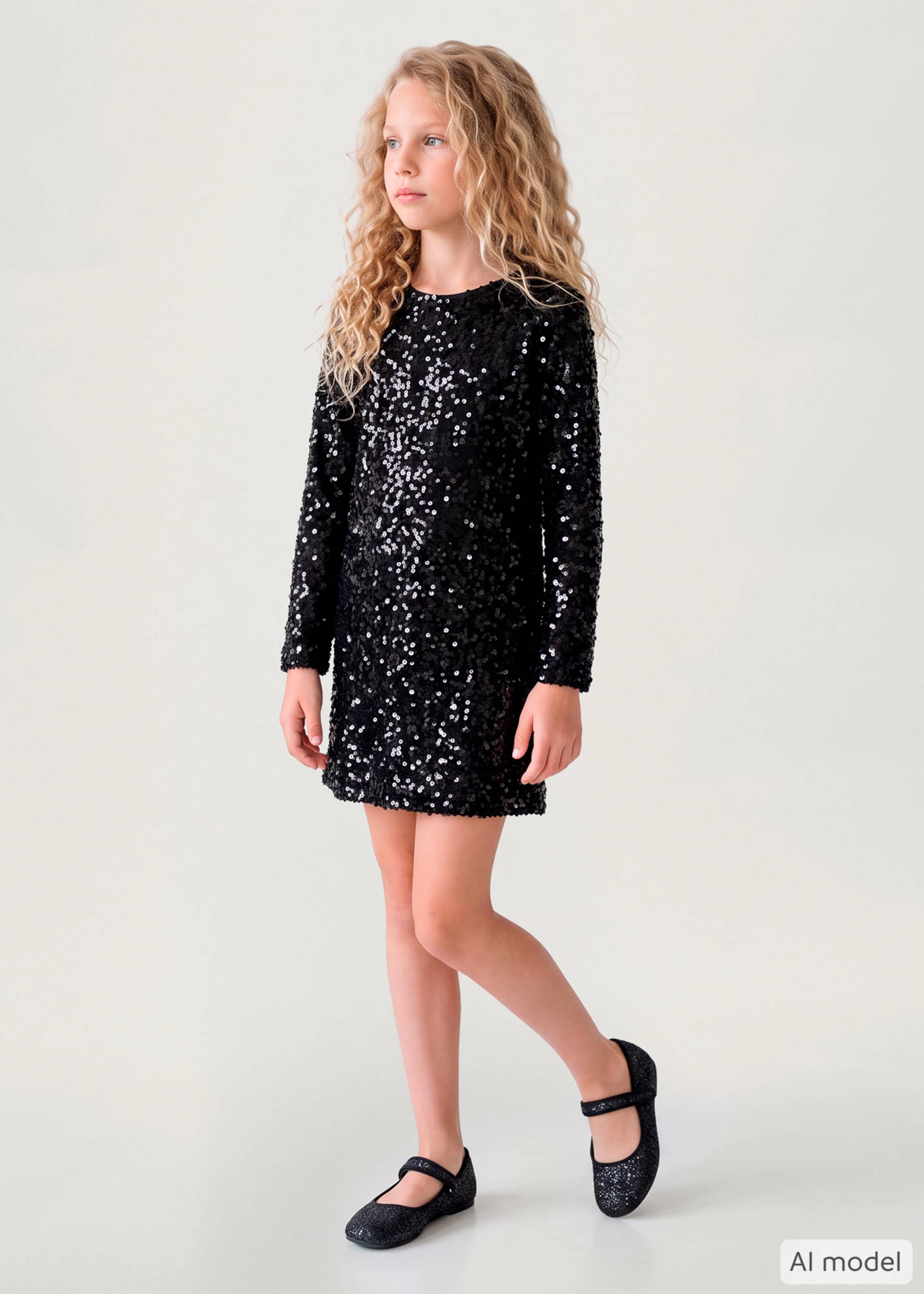 Girls' sequinned velvet dress
