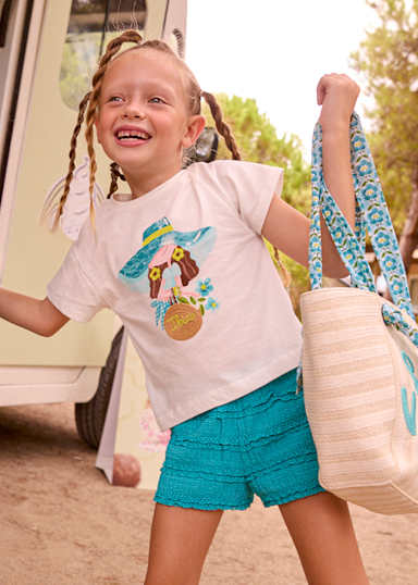 Ultime unità Completo shorts volant e maglietta stampata bambina