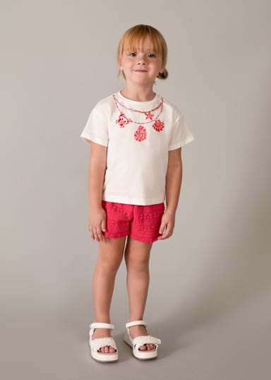 Ultime unità Completo shorts volant e maglietta stampata bambina