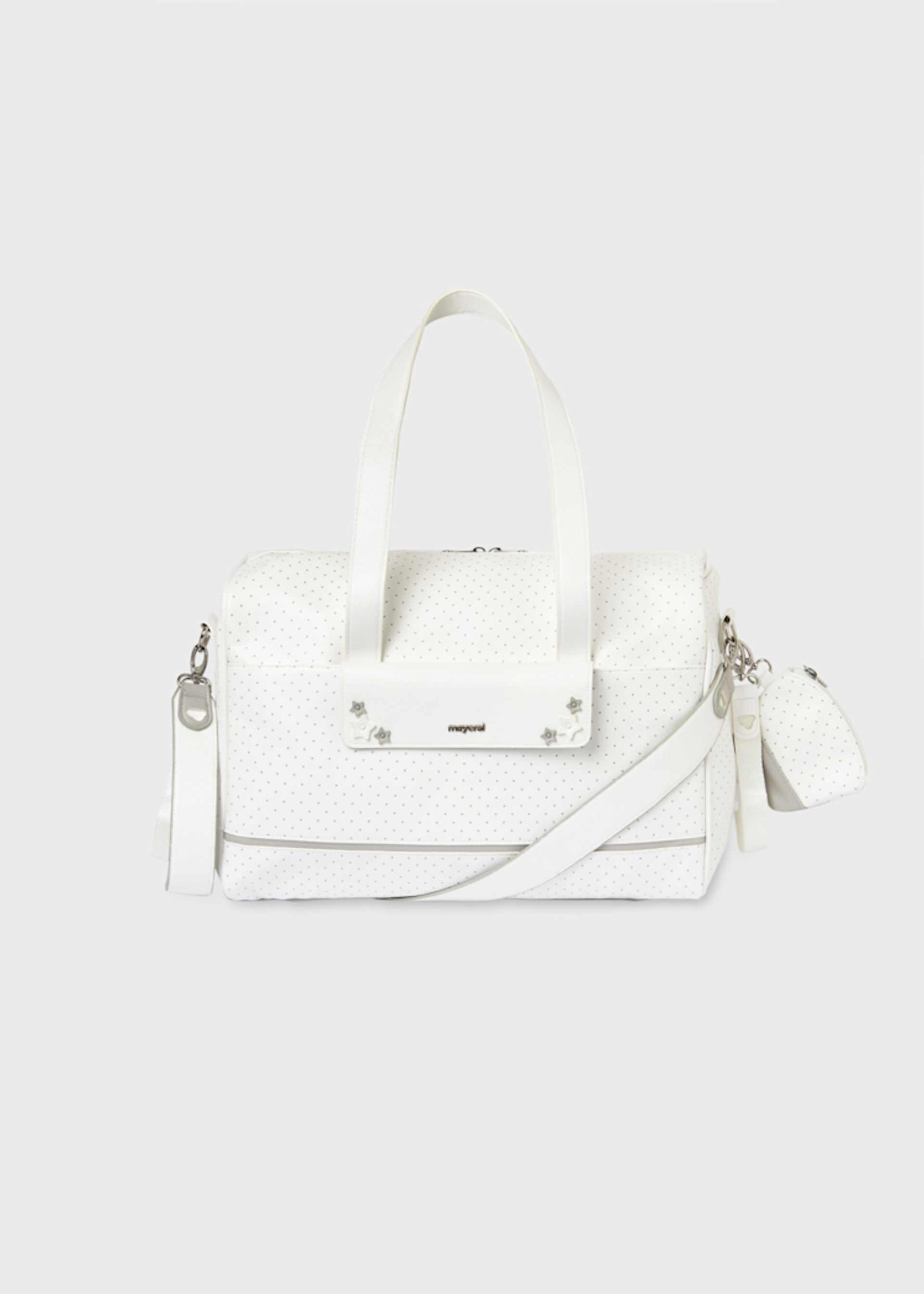 Borsa maternità pois con porta ciuccio neonato