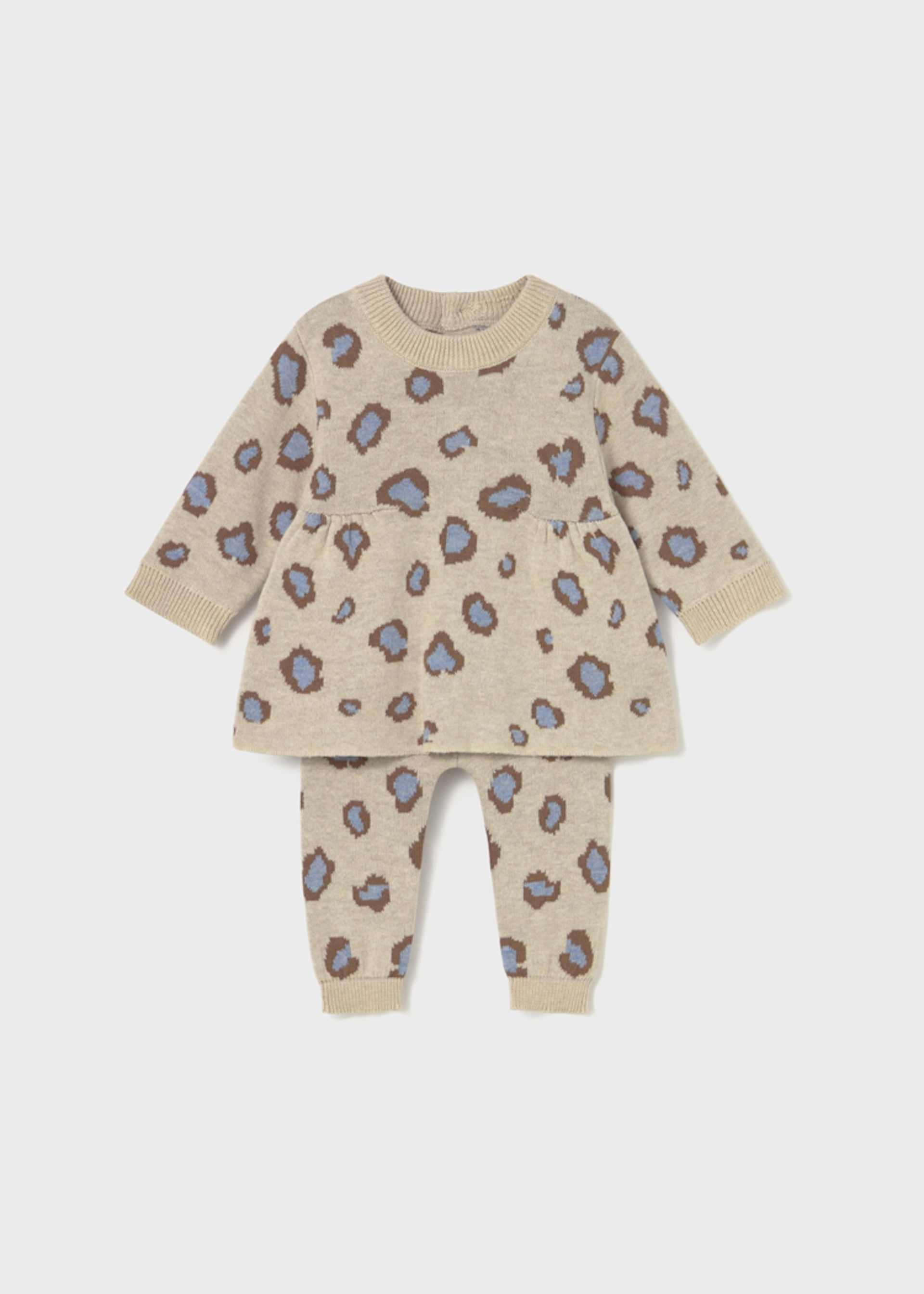 Newborn print jumper and trouser set