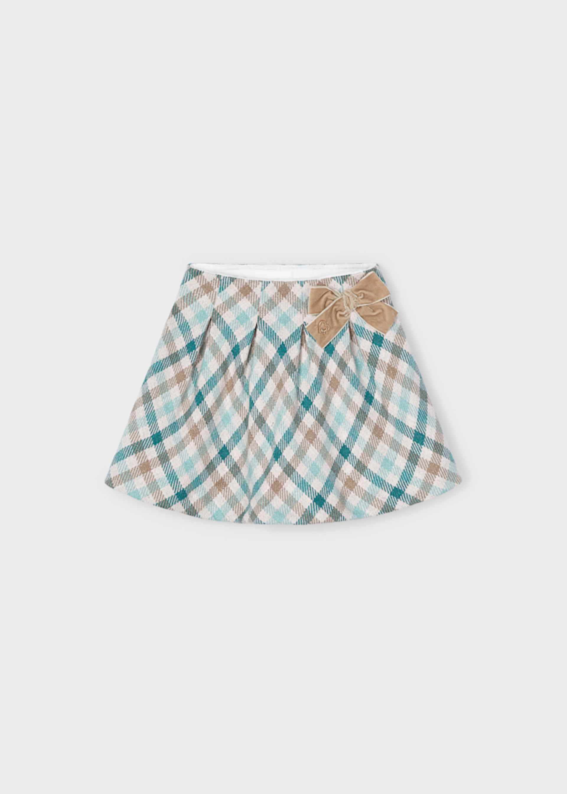 Girl Checked Skirt with Bow