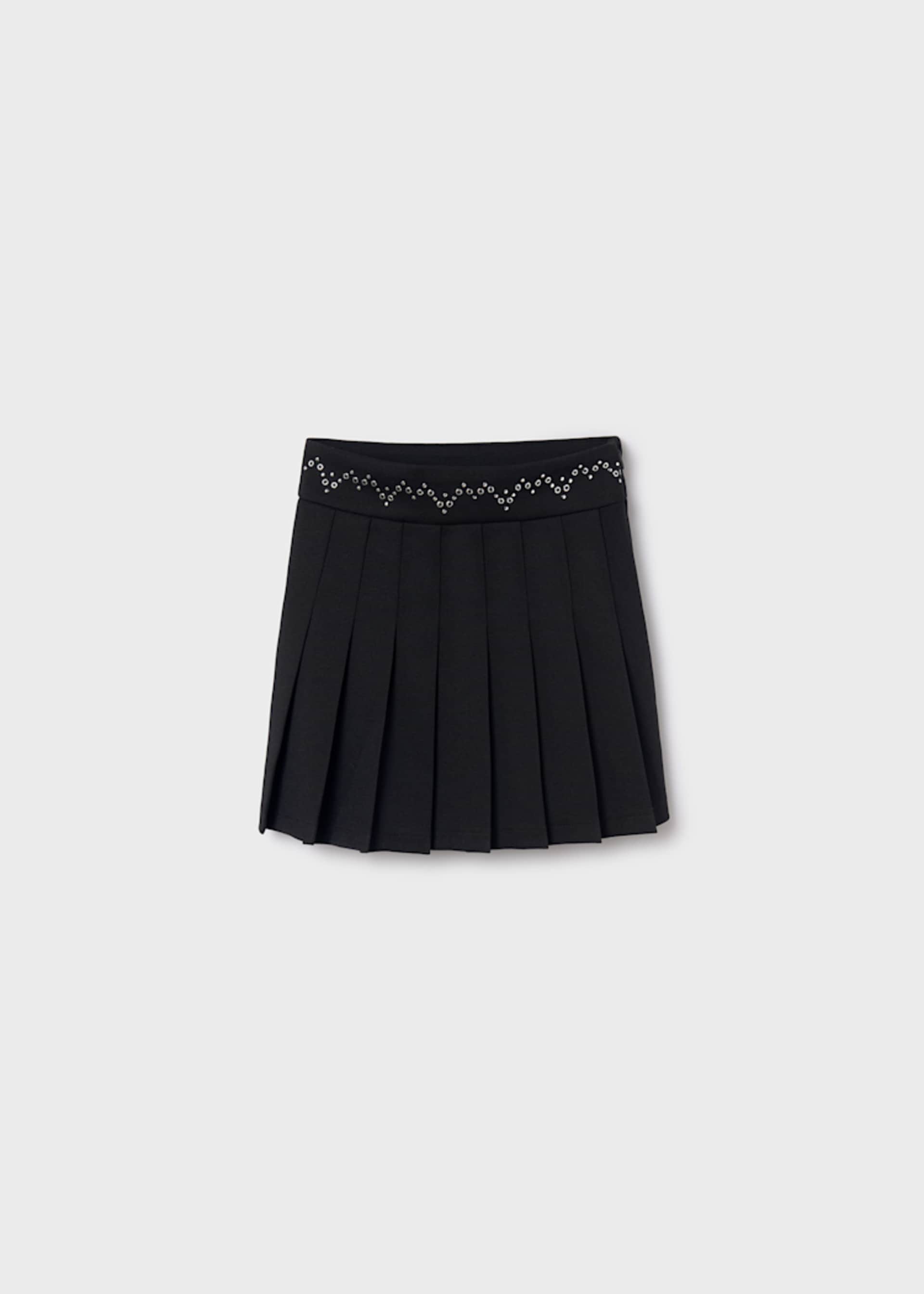 Girl Pleated Skirt with Decorative Waistband