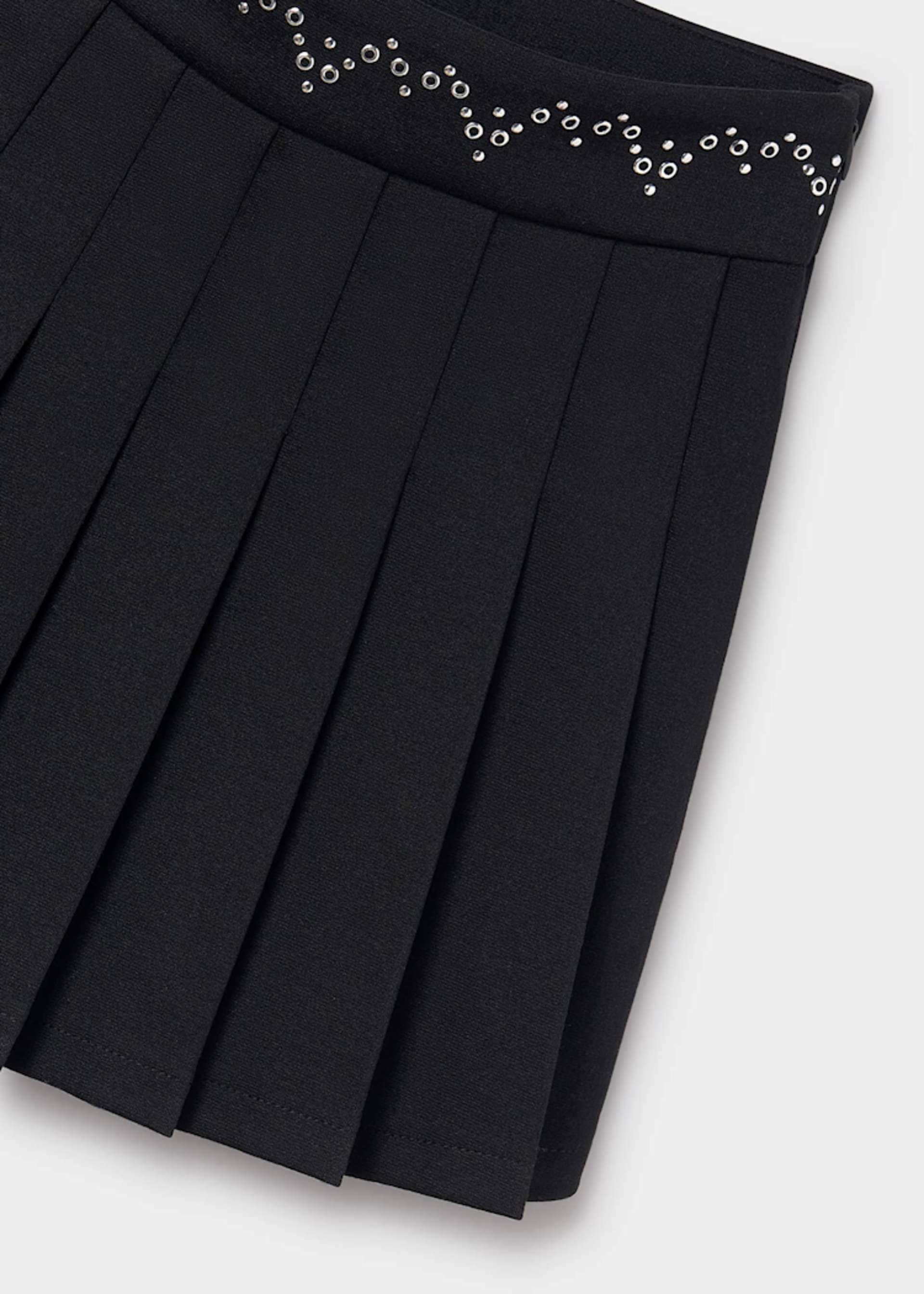 Girl Pleated Skirt with Decorative Waistband