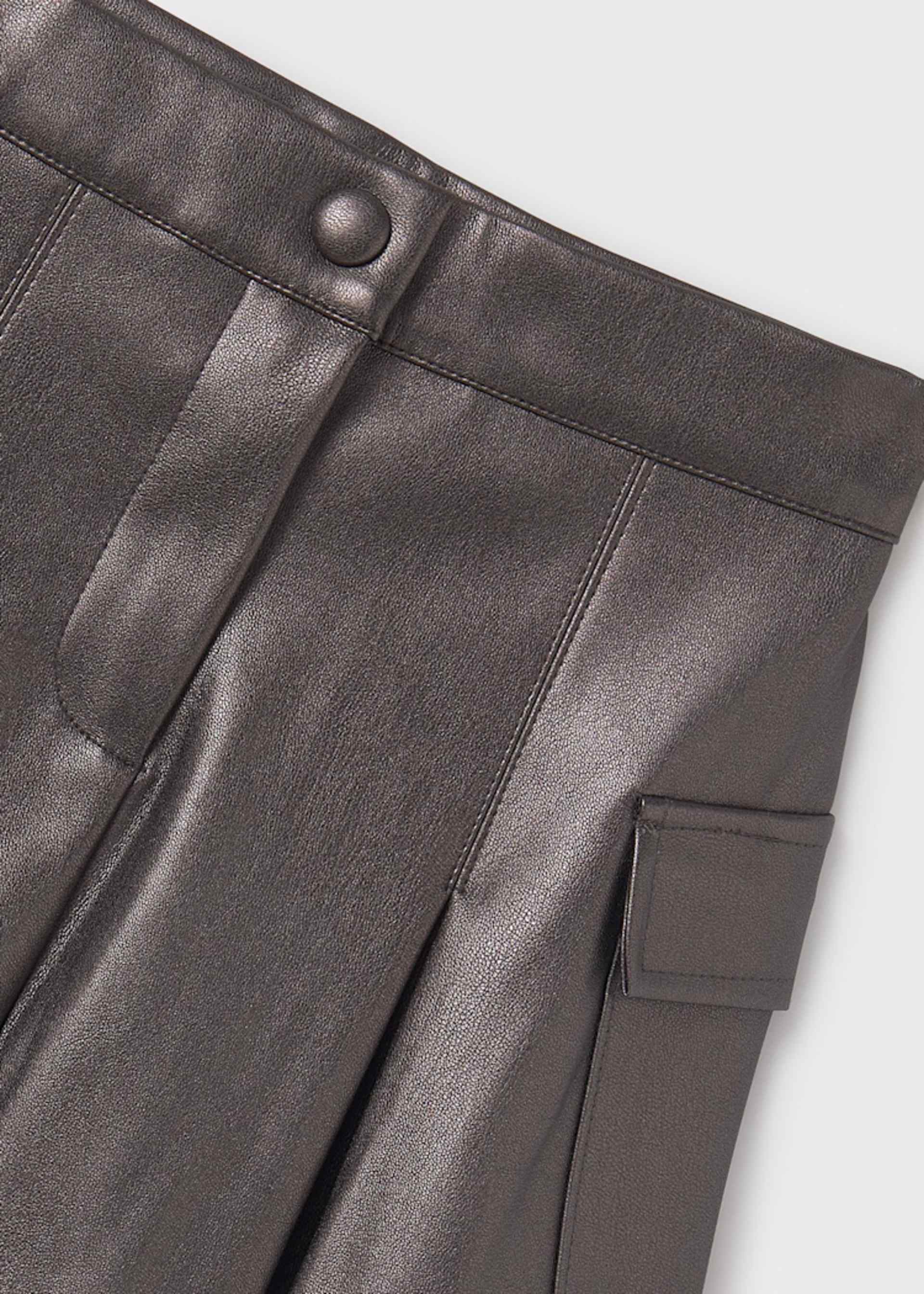 Girl Faux Leather Cargo Skirt