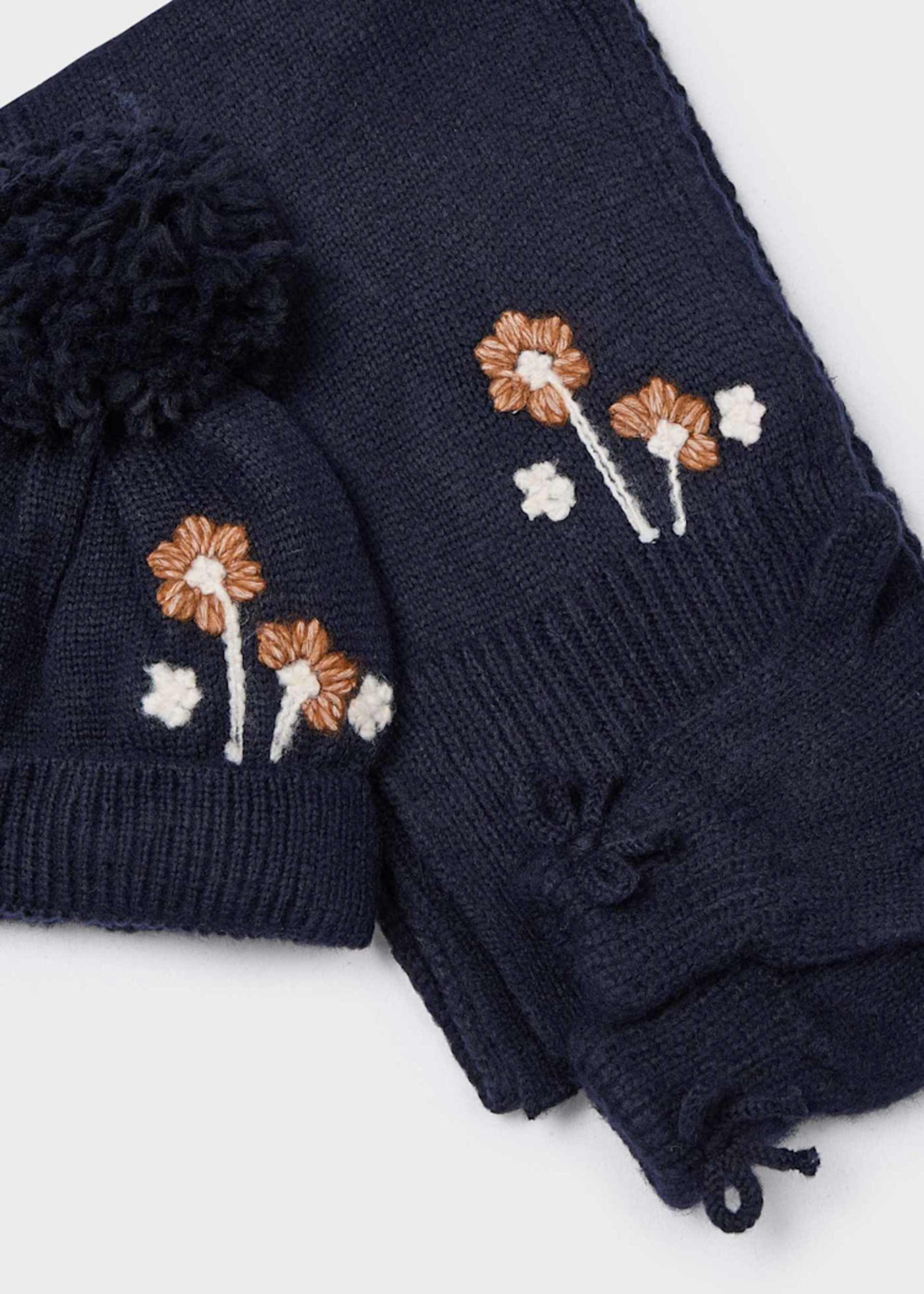 Conjunto 3 piezas bufanda flores niña Conjunto 3 piezas bufanda flores niña