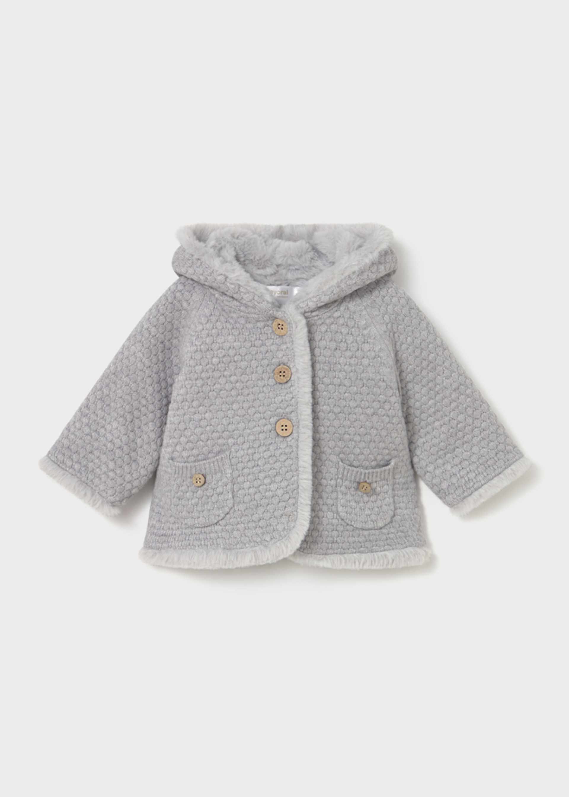 Newborn knitted jacket with fur