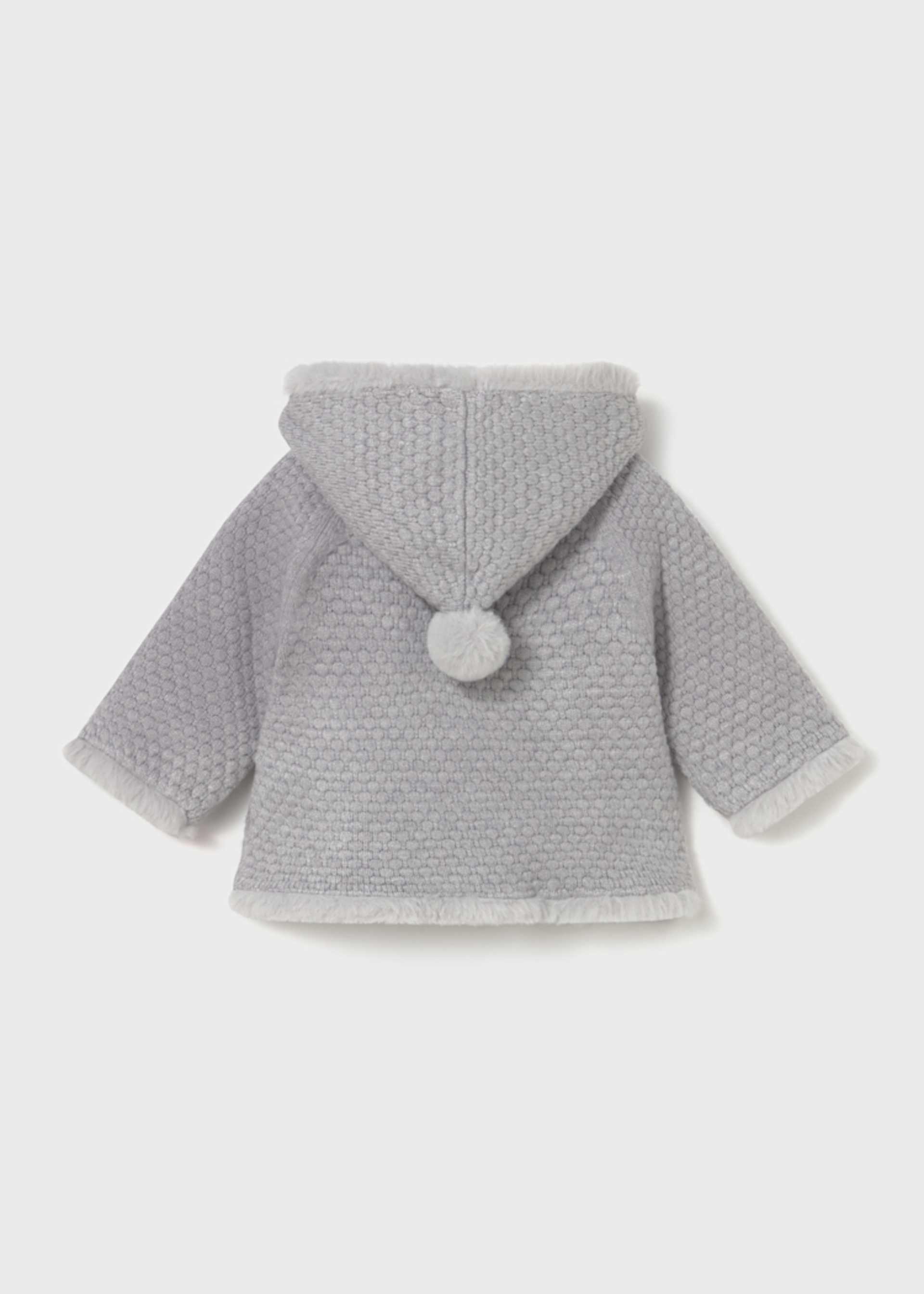 Newborn Girl Knit Jacket with Faux Fur