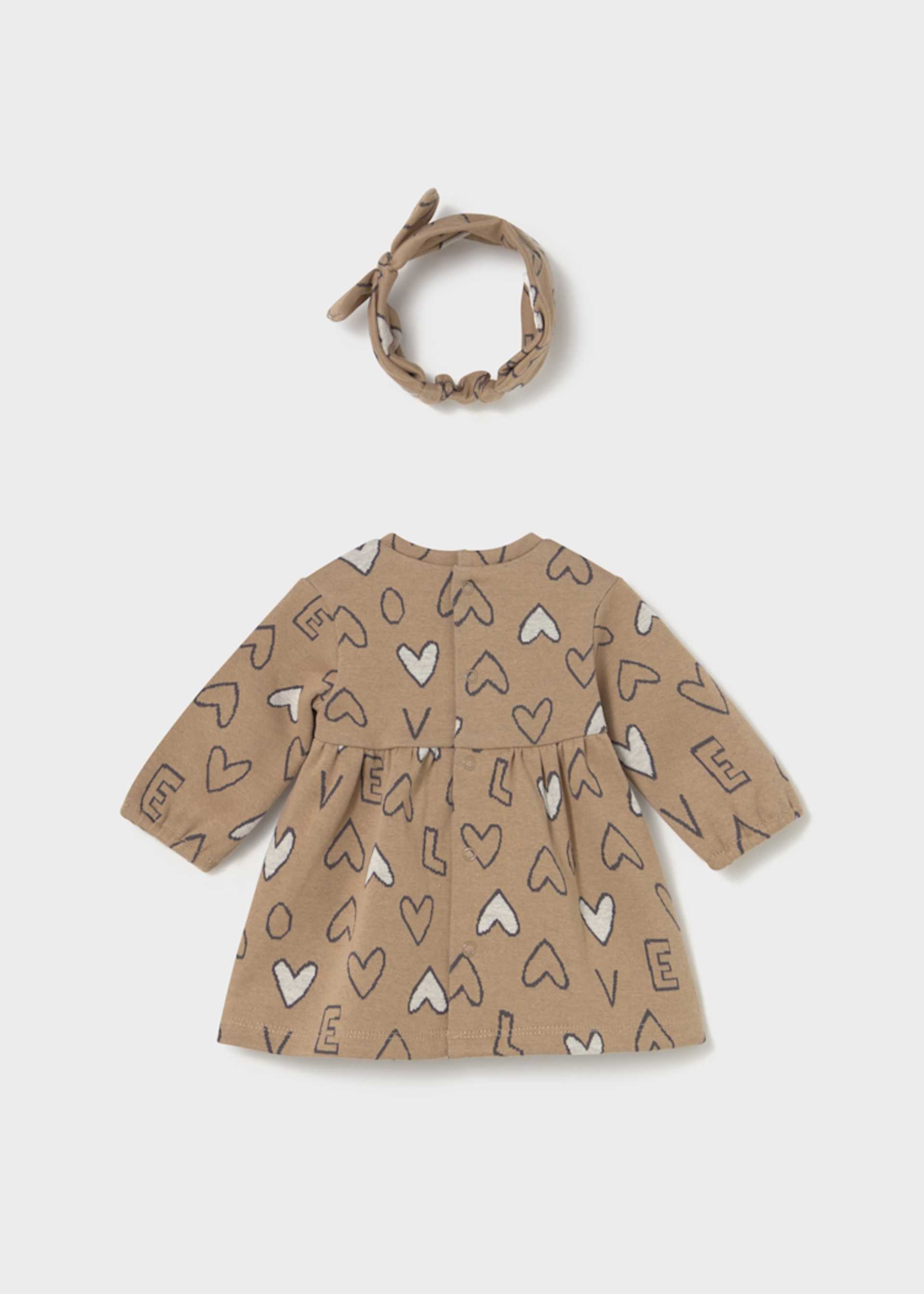 Kleid mit Haarband Jacquard Neugeborene