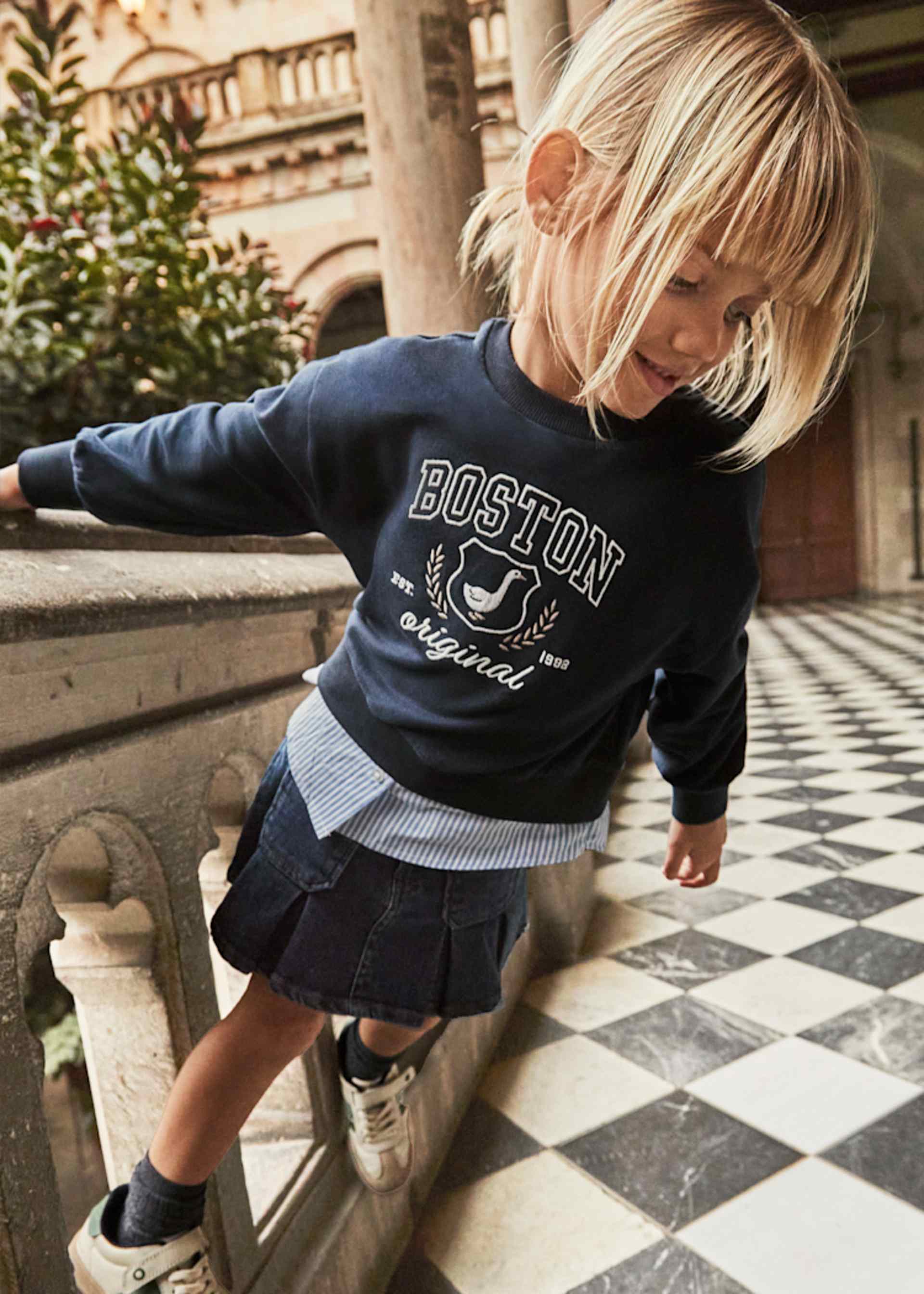 Fusta denim pliuri fetita Fusta denim pliuri fetita