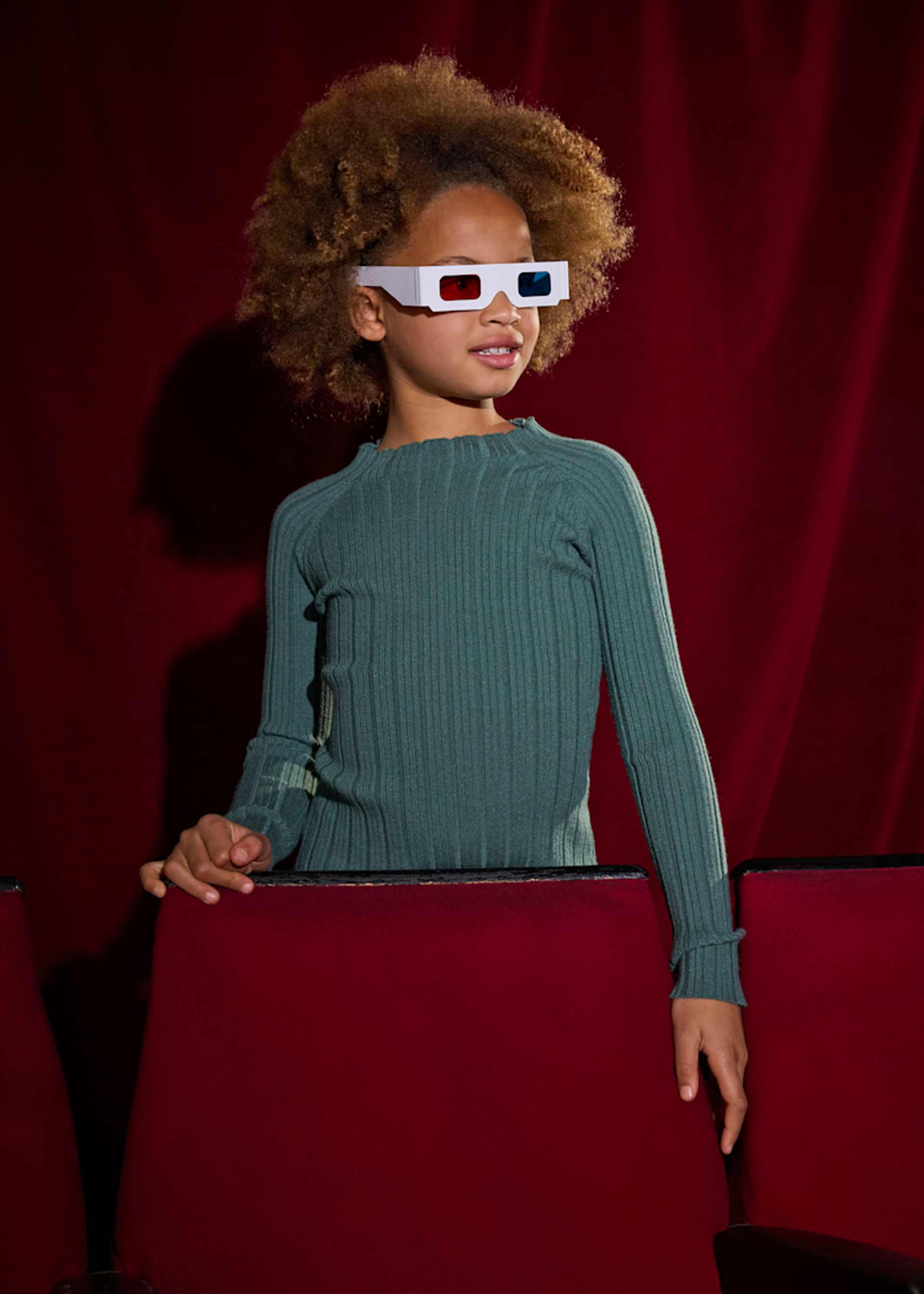 Girl Rib Knit Mock Neck Sweater