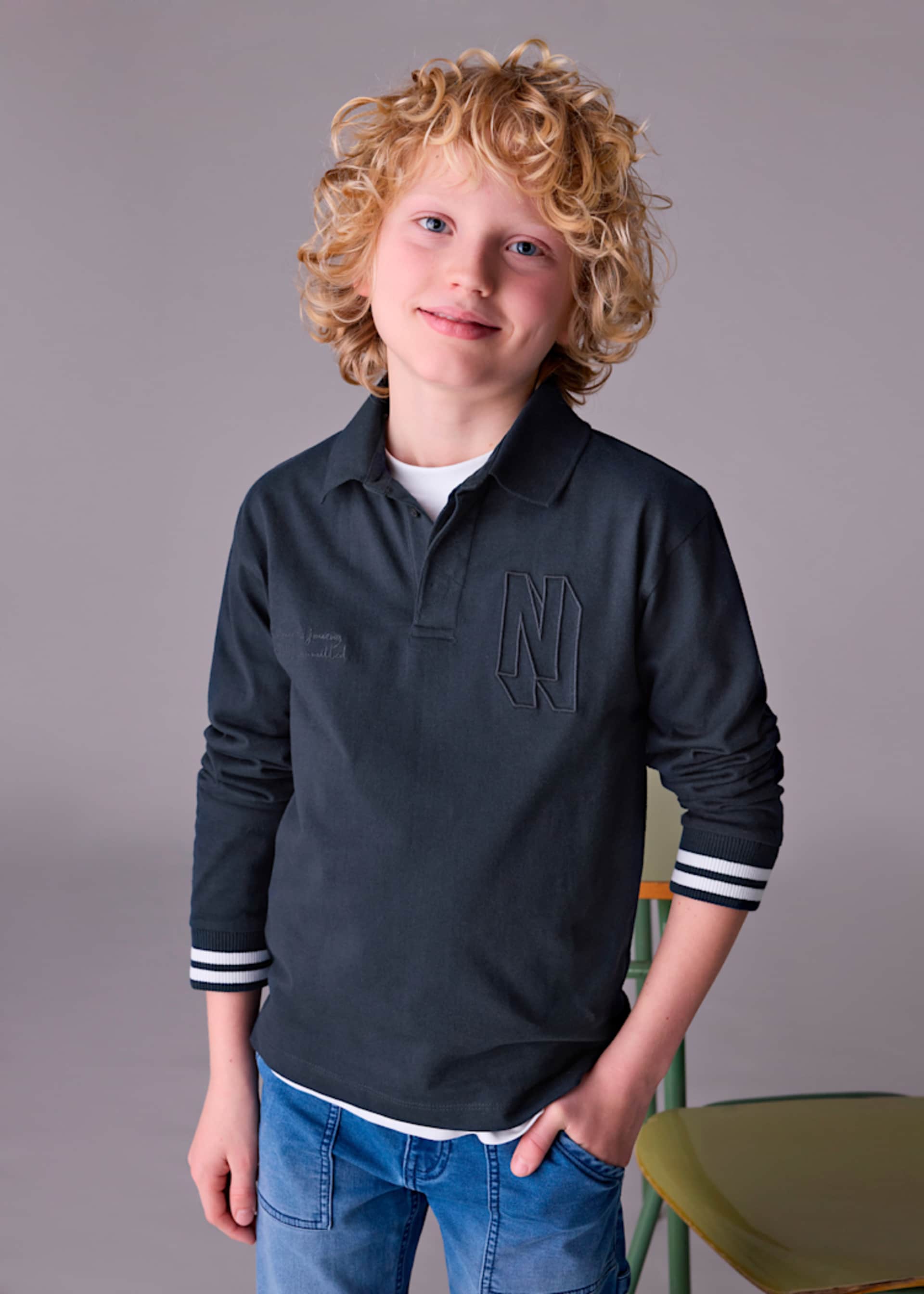 Poloshirt Kontraste Teenager Jungen