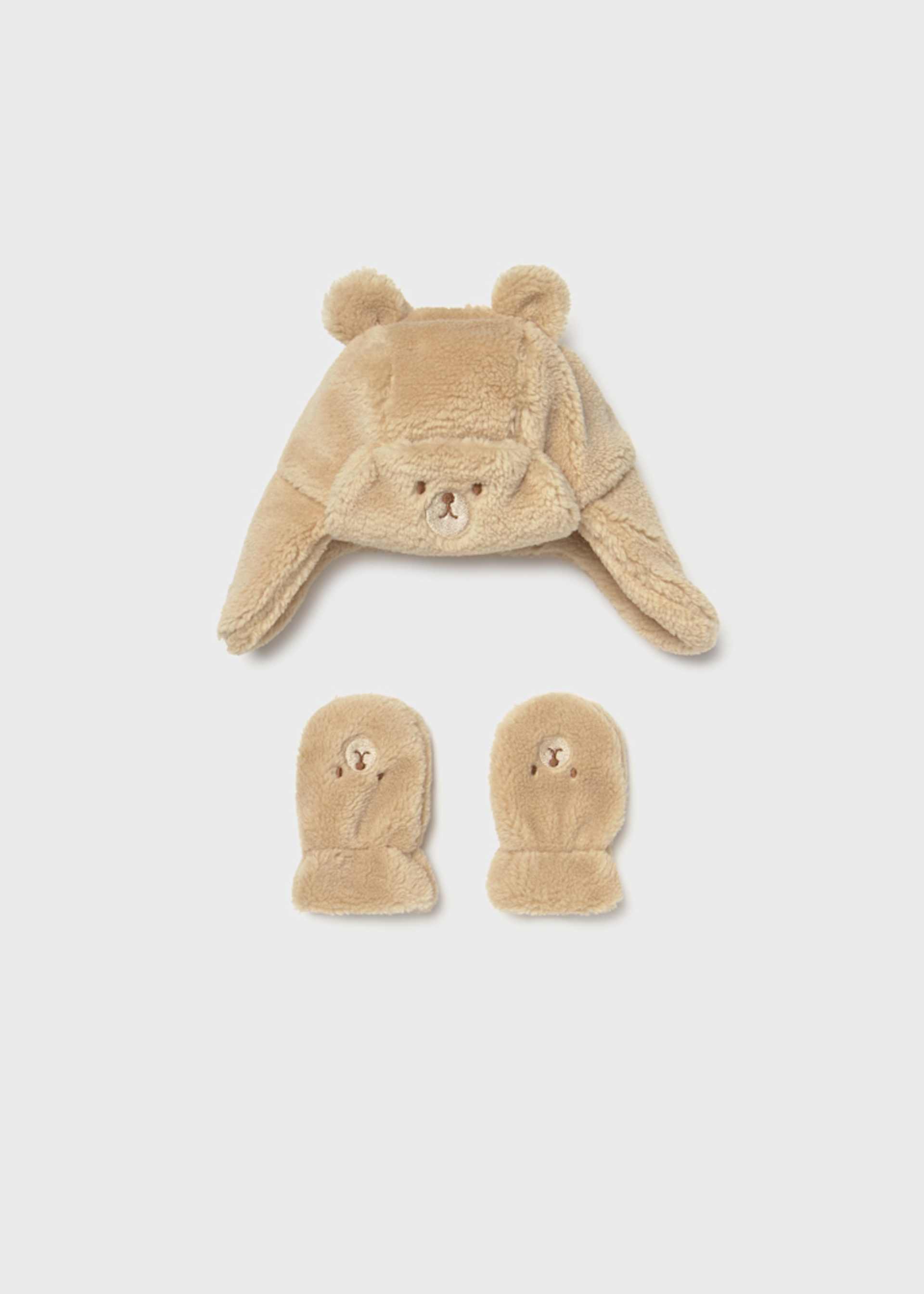 Baby bear hat and mittens set