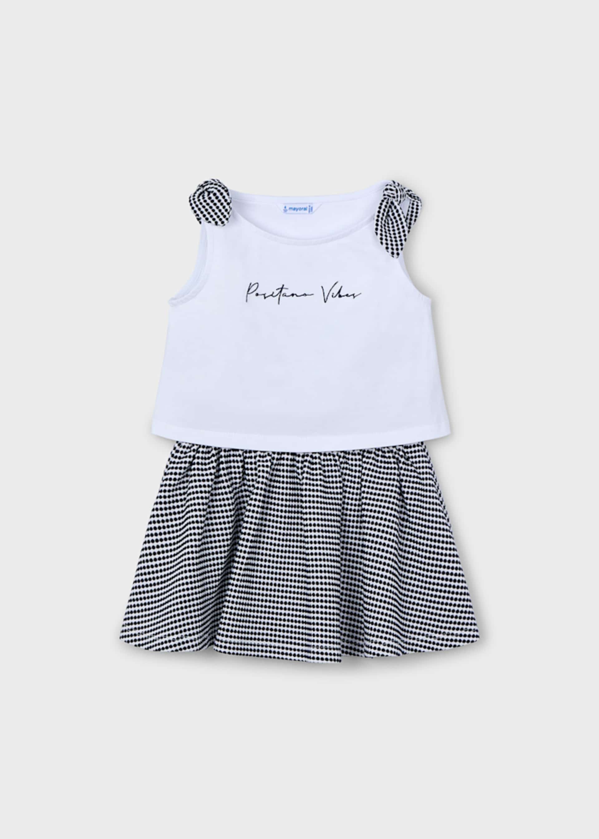 Girl striped structured skirt and top set