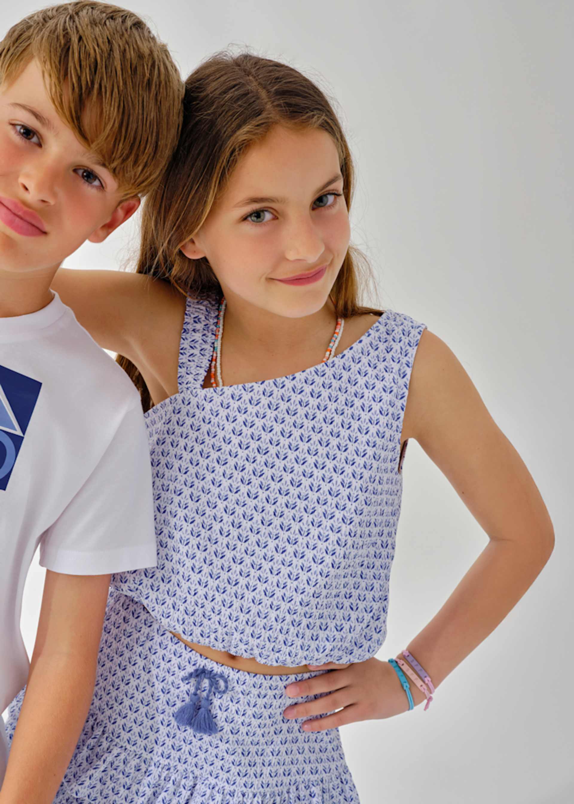 Top imprimé asymétrique fille