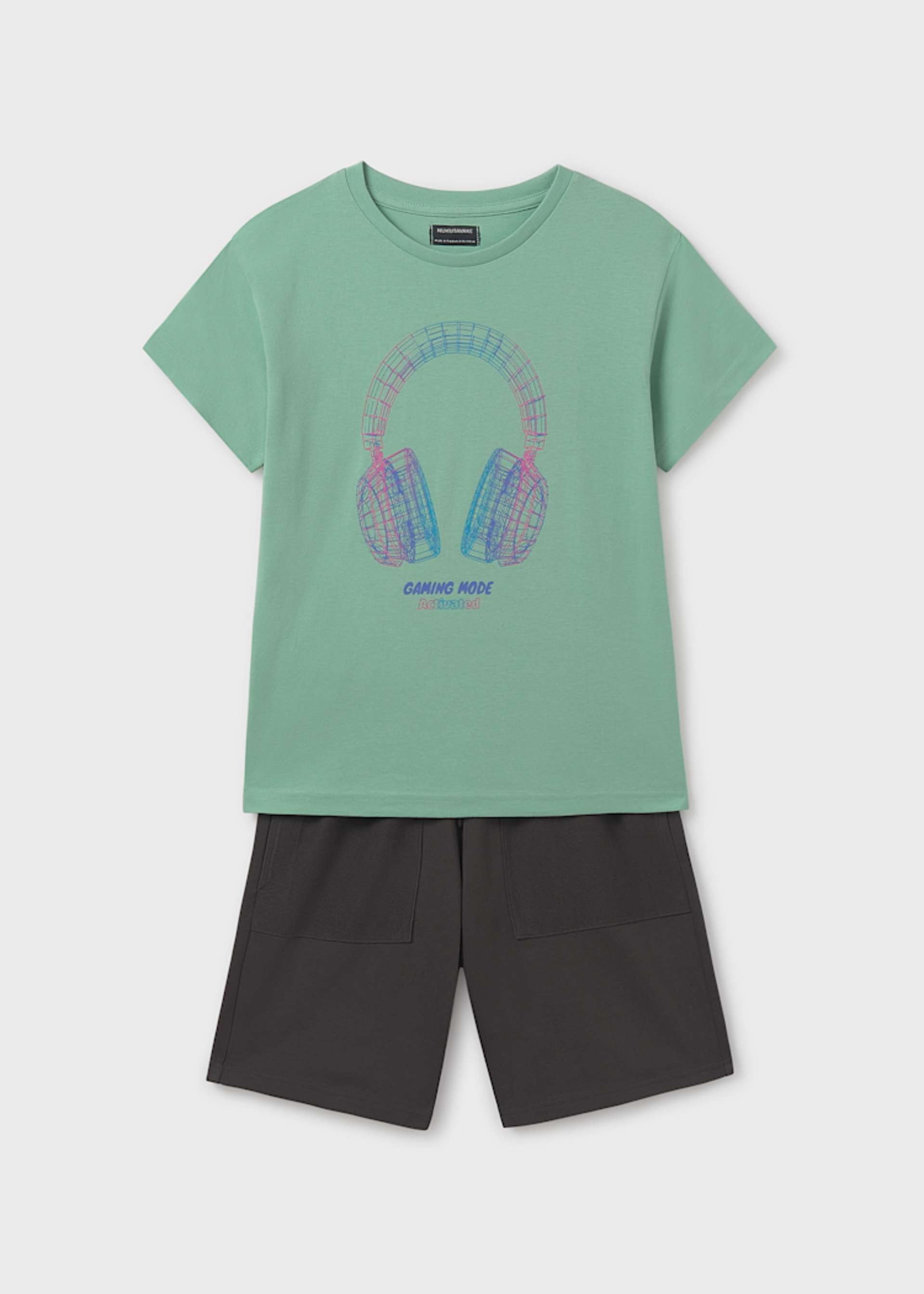 Komplet z dzianiny print Headphones dla chłopca