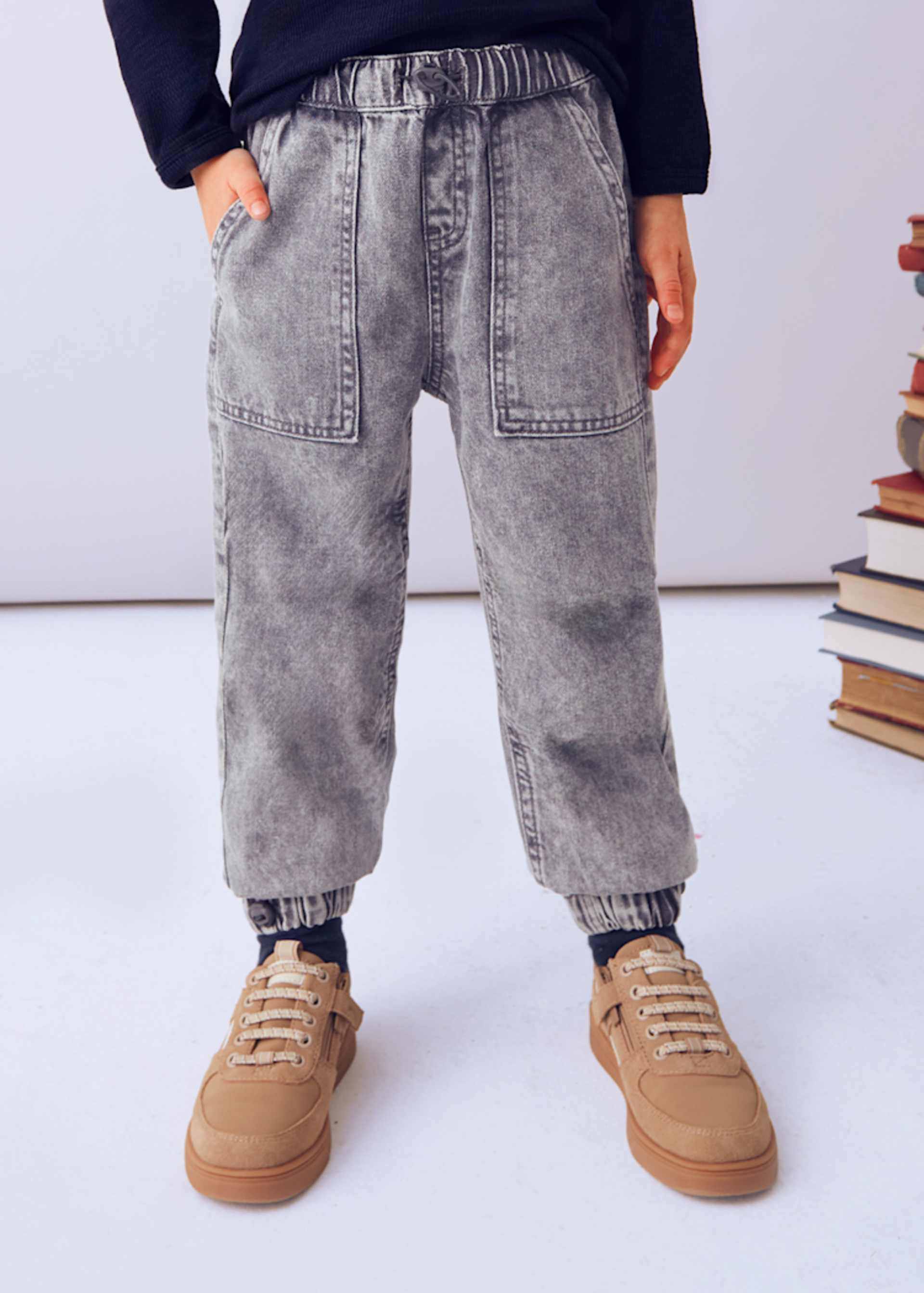 Boys denim parachute trousers