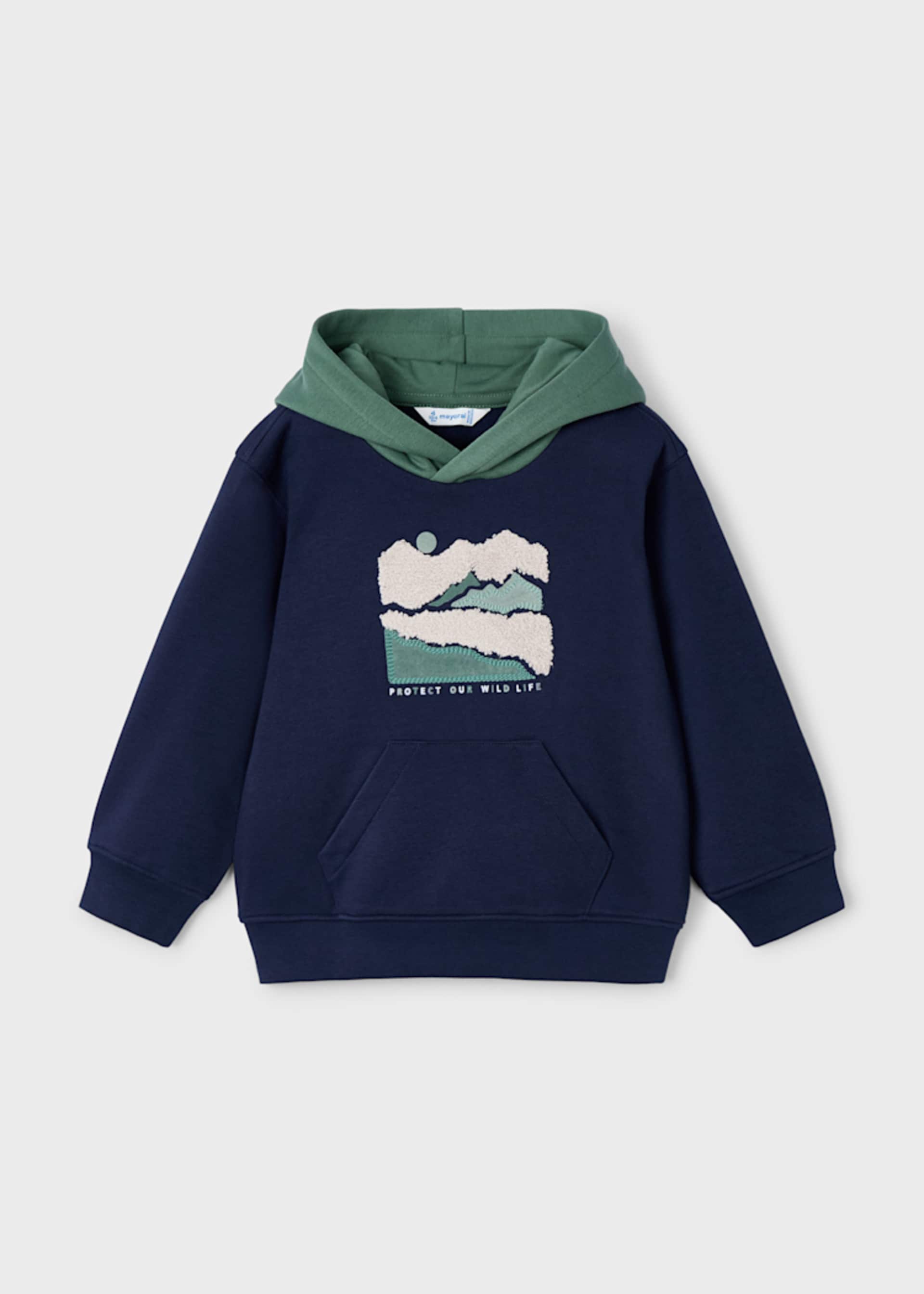 Sudadera capucha aplique niño