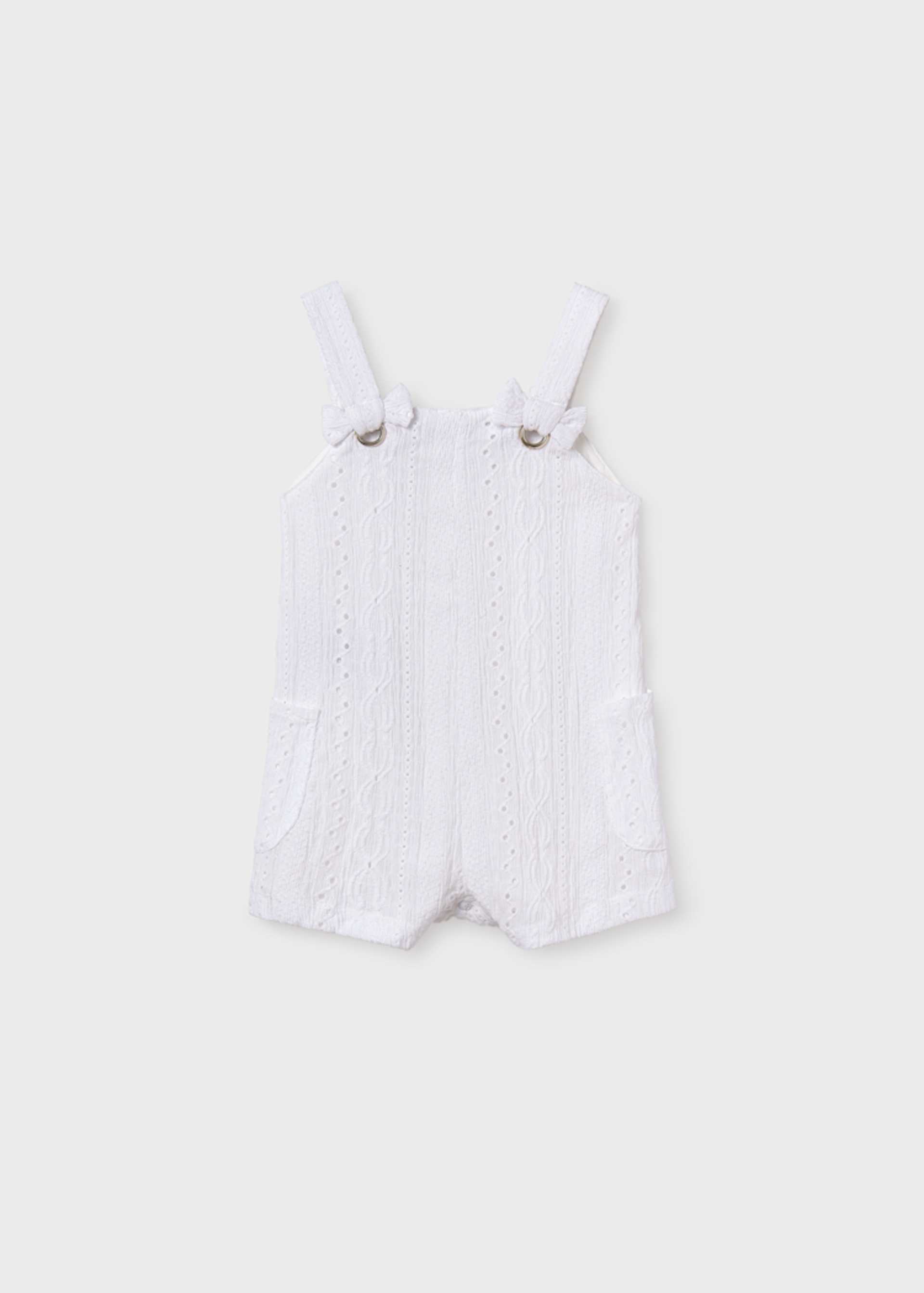 Baby knitted flower dungarees