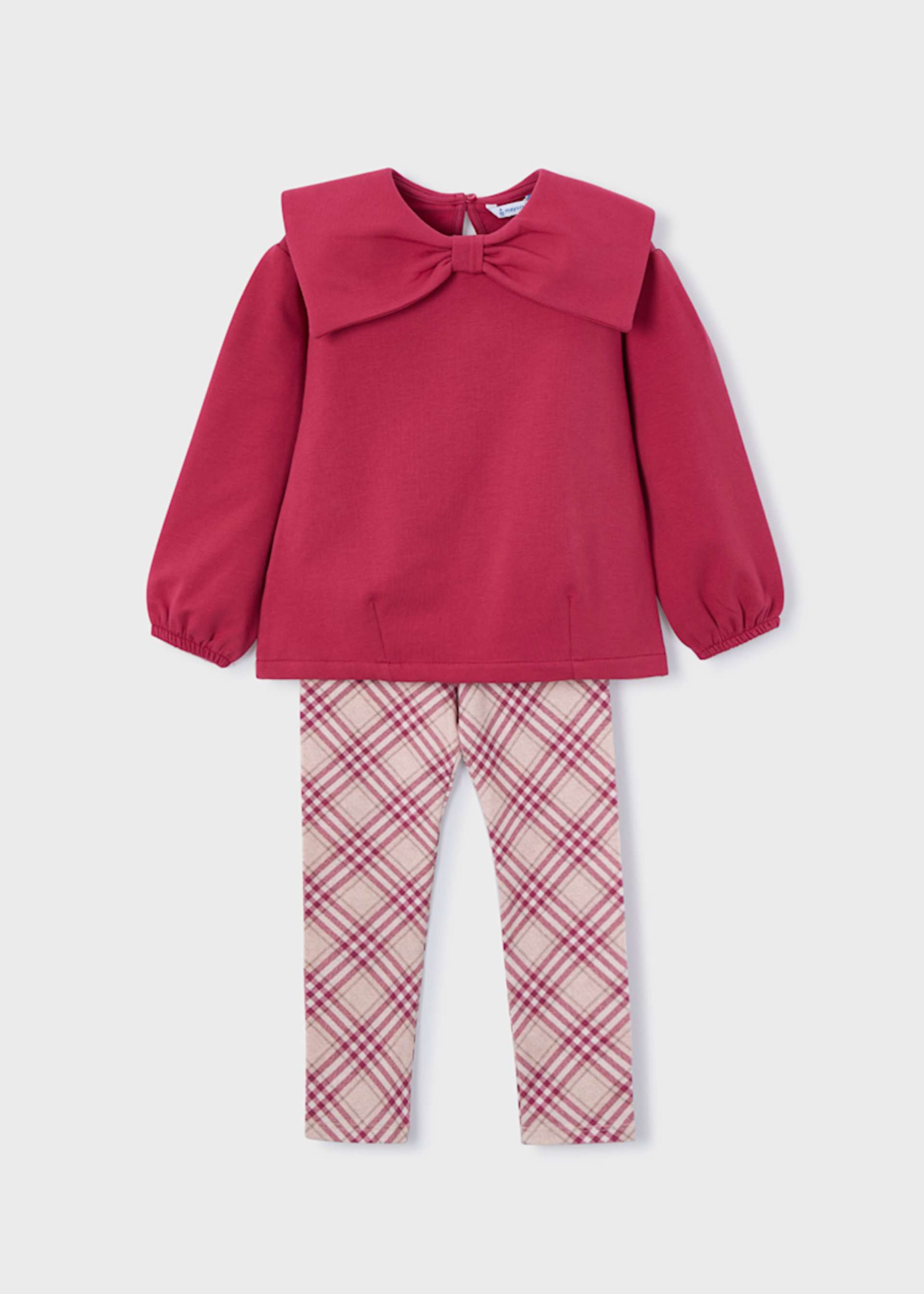 Completo leggings quadri e felpa bambina