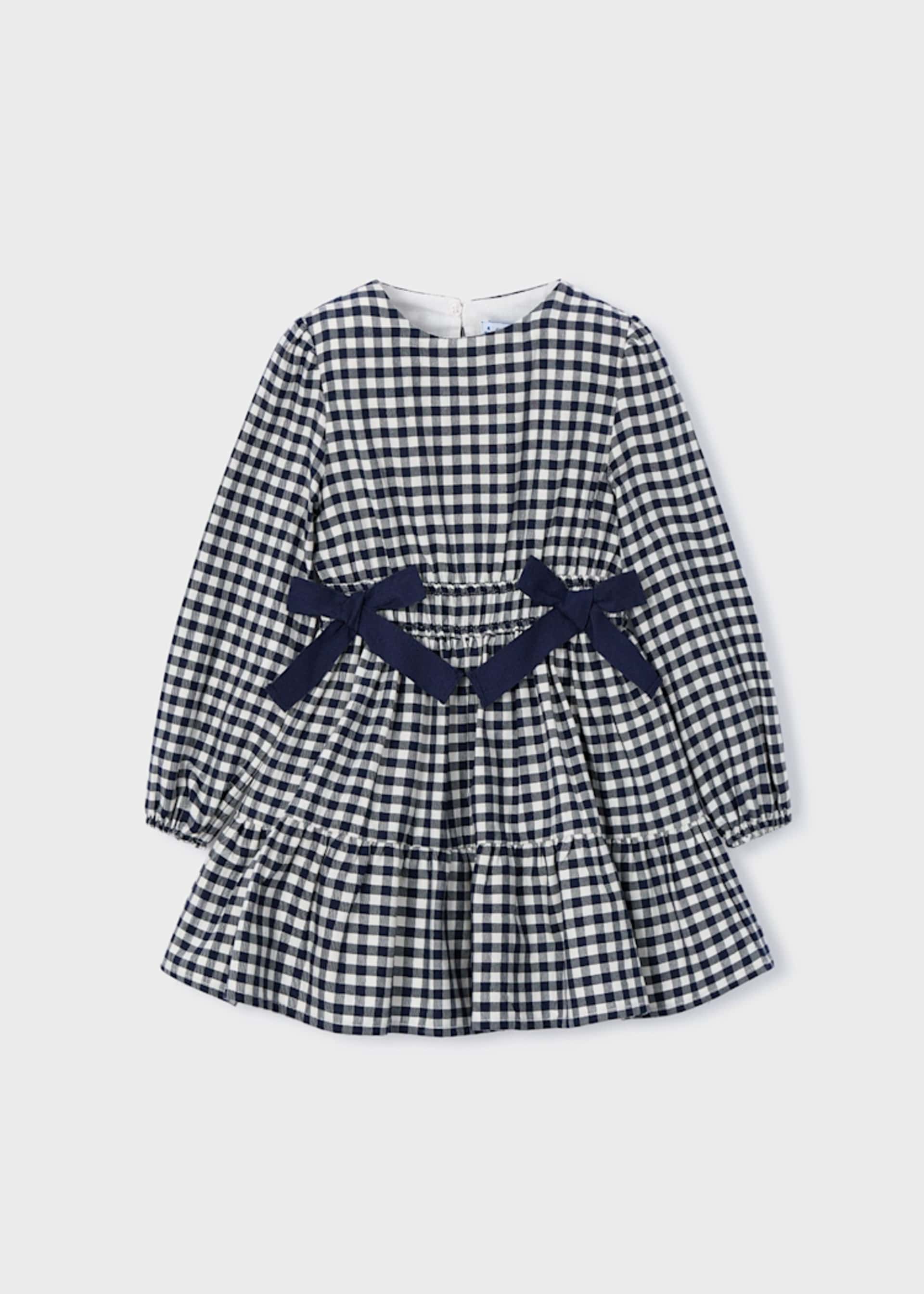Girls check bow dress