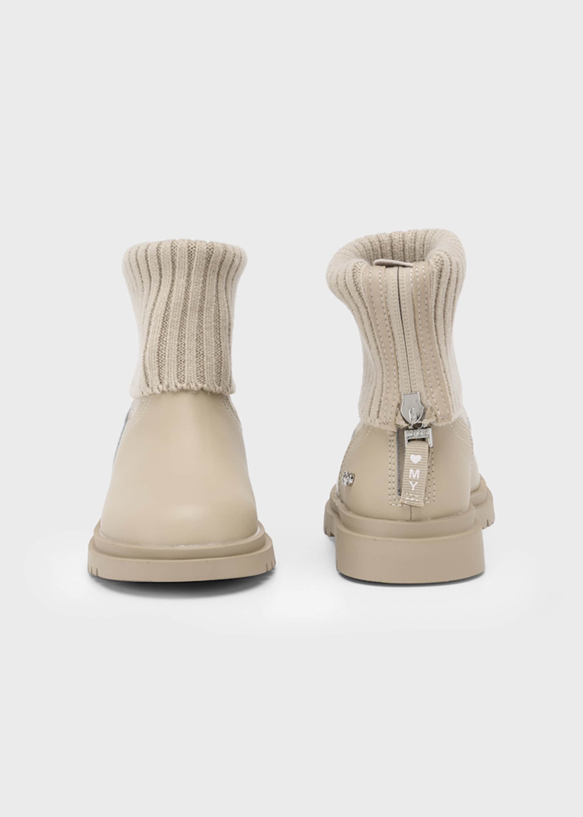 Stivaletti biker pelle tricot bambina