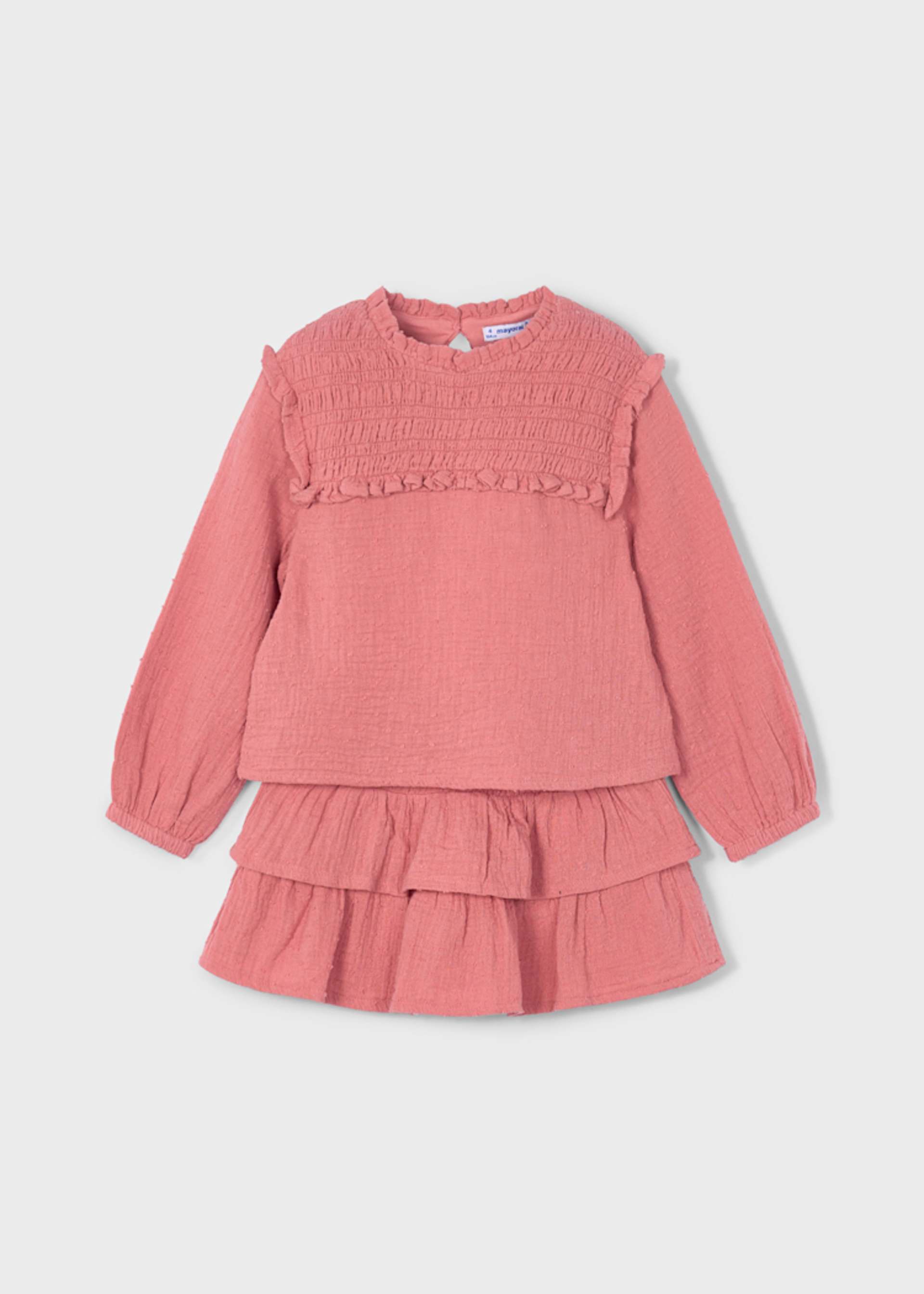 Conjunto saia folhos e blusa menina