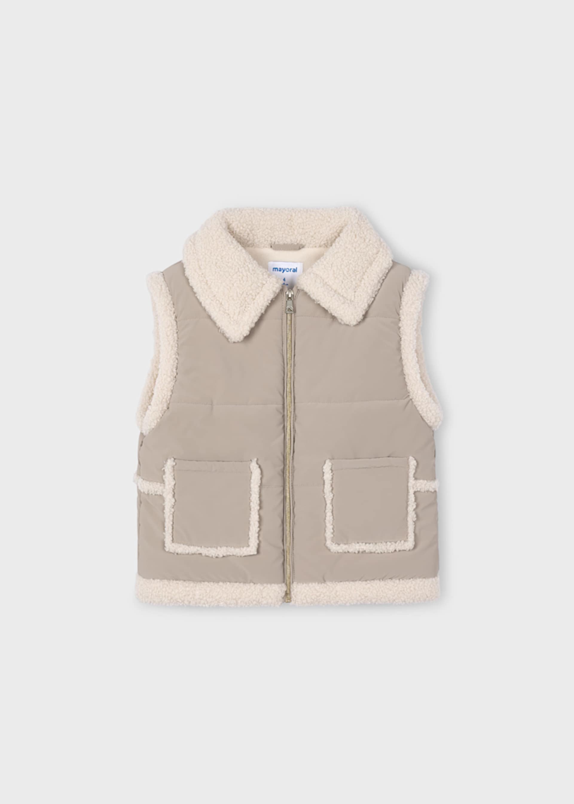 Gilet en fausse peau de mouton contrastée fille