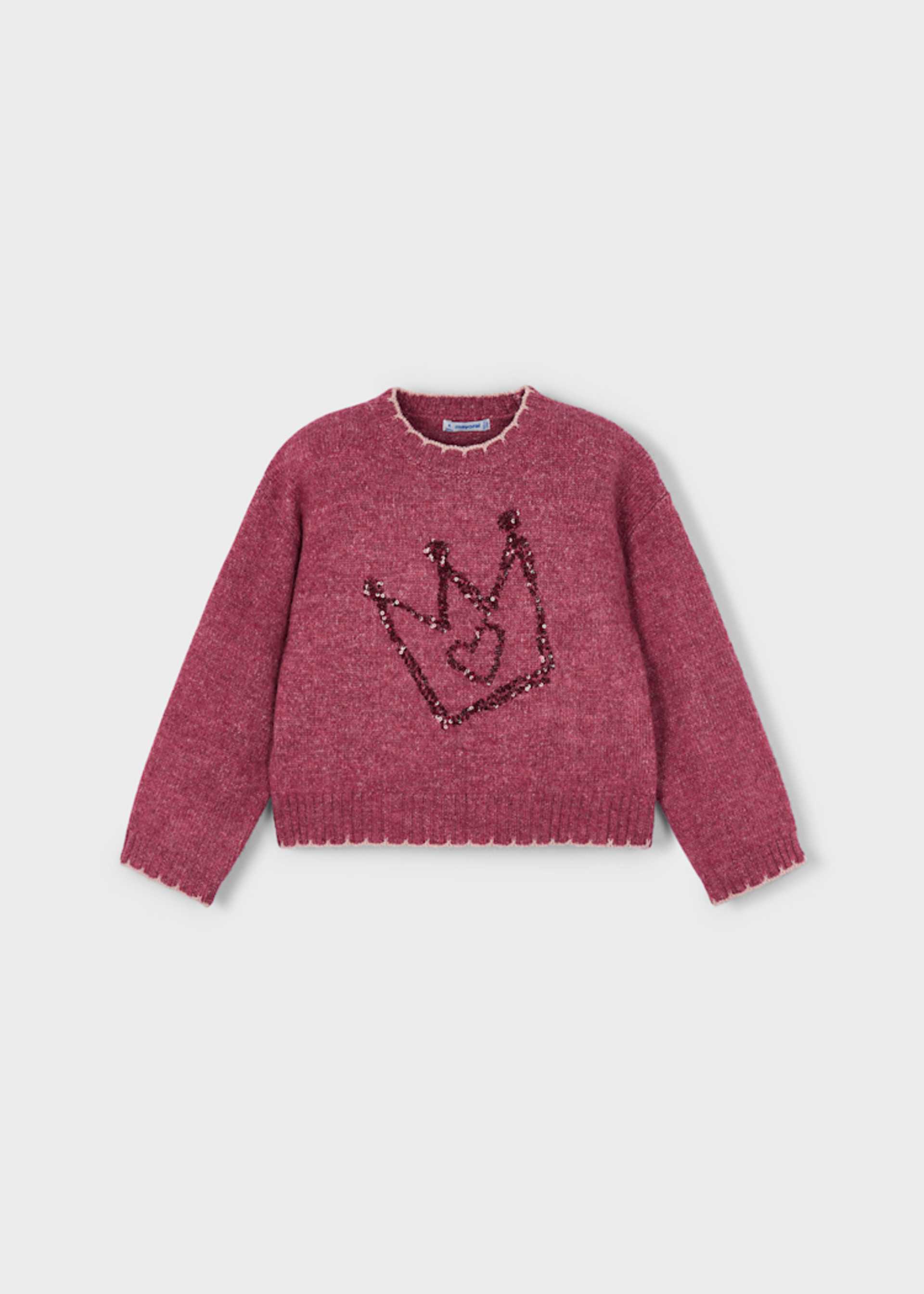 Girl Sweater with Embroidered Sequin Detail